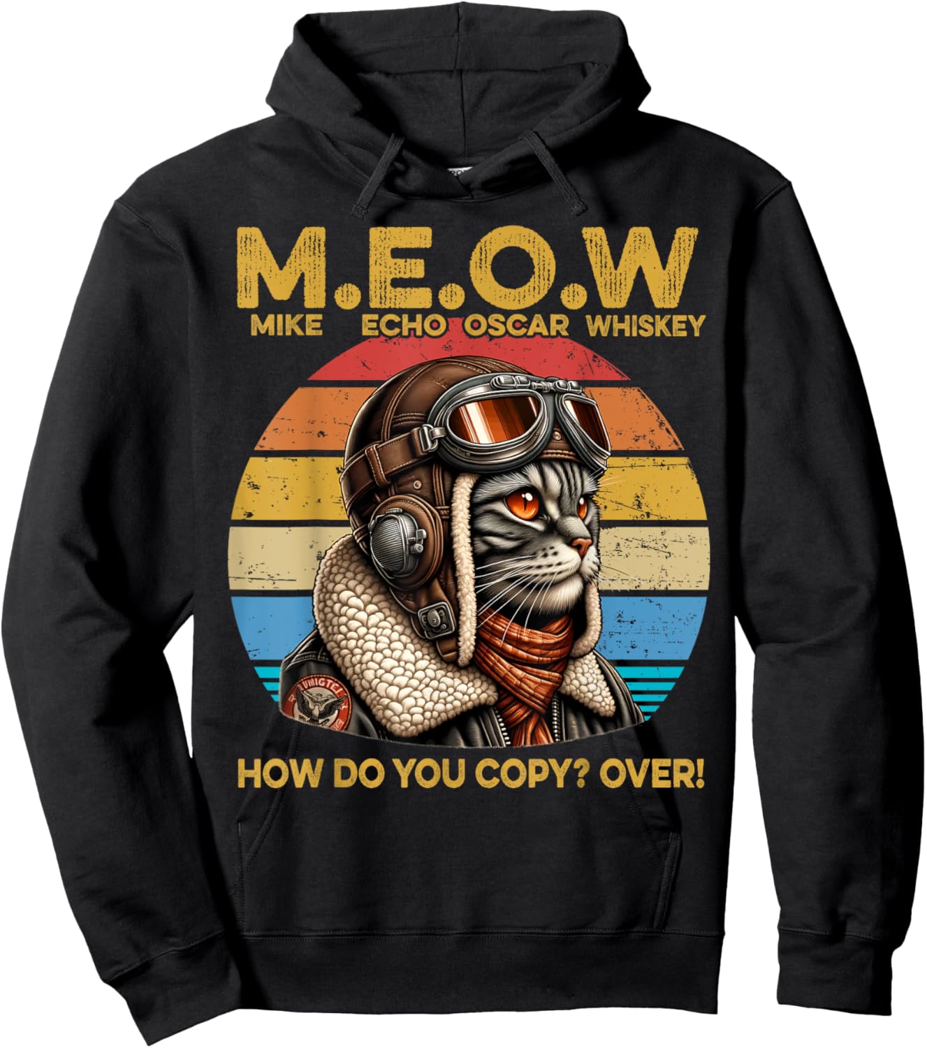 Mike Echo Oscar Whisky How Do You Copy Over Cat Vintage Women Kids Hoodie - Hoodie | Black