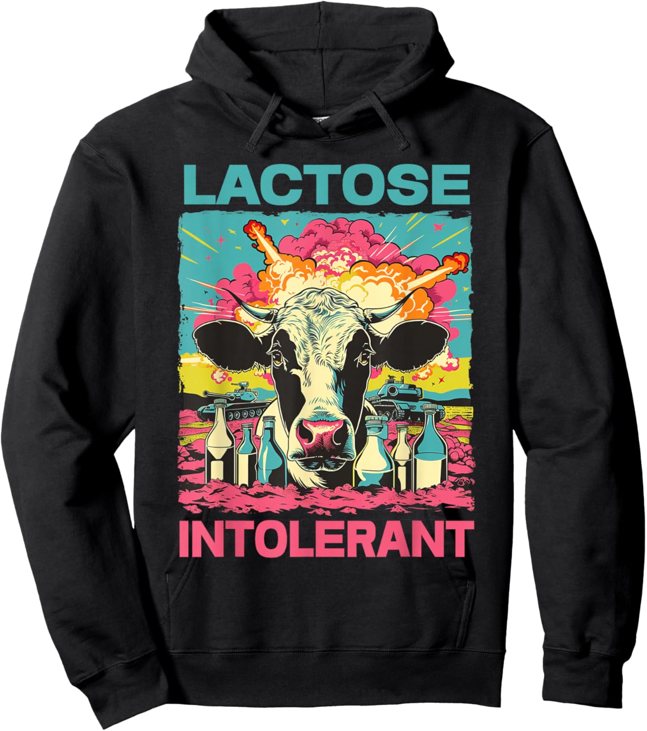 Funny Lactose Intolerant , Small, Black Hoodie - Hoodie | Black