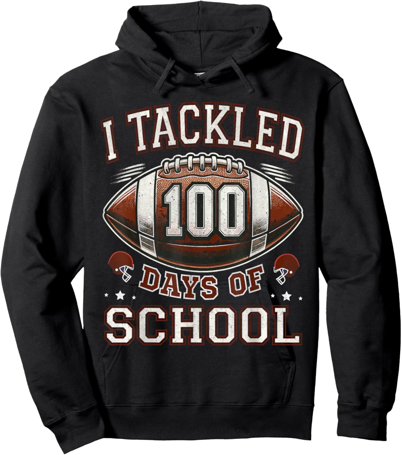 I Tackled 100 Days School 100th Day Football Student Teacher Hoodie - Hoodie | Black
