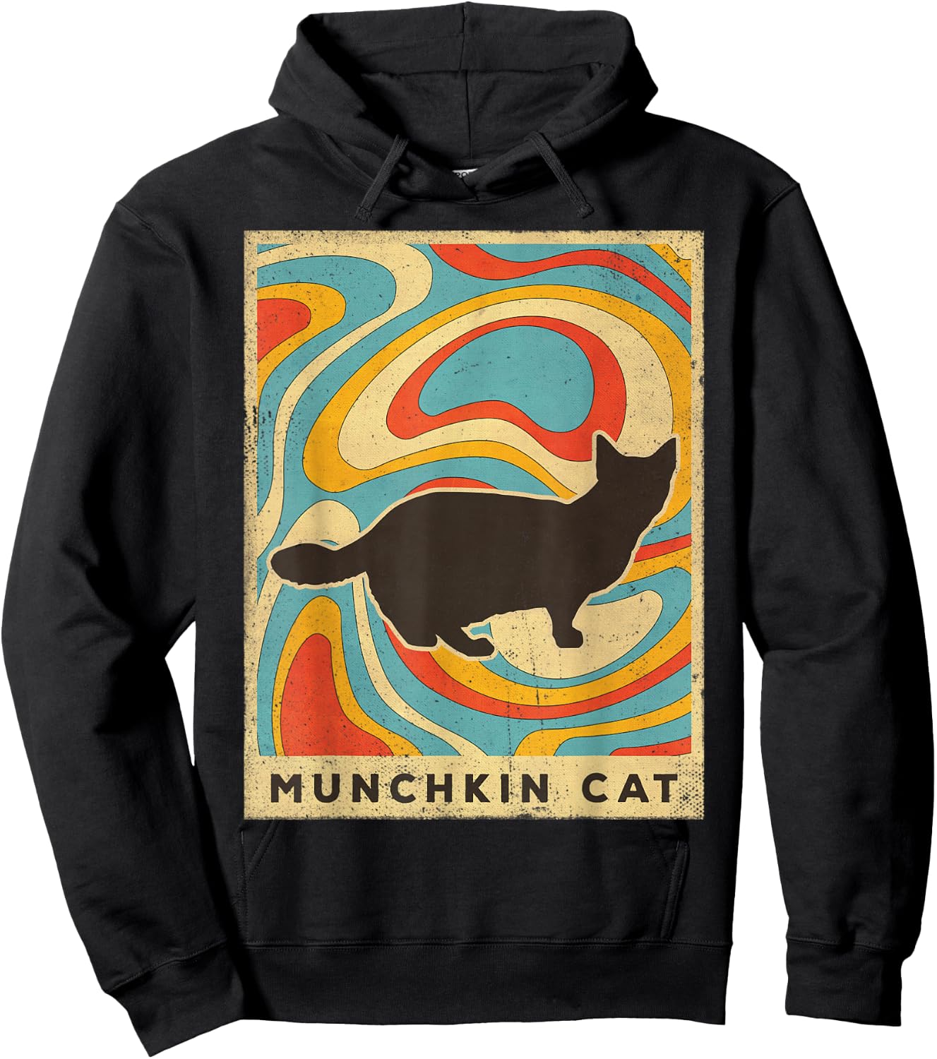 Vintage Munchkin Cat Lover Animal Retro Style Hoodie - Hoodie | Black