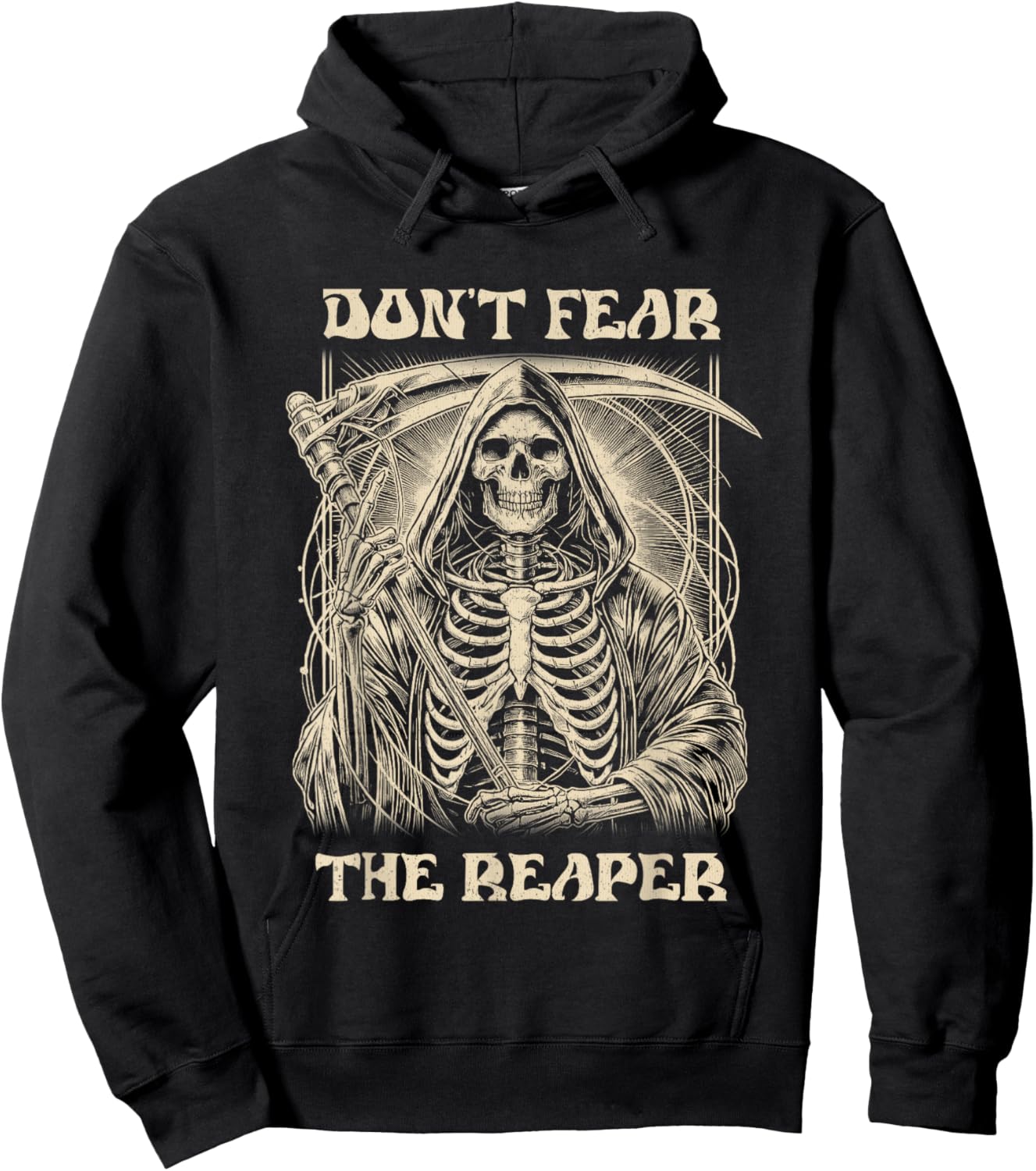 Vintage Retro Dont Fear The Reaper Halloween Graphic Hoodie - Hoodie | Black