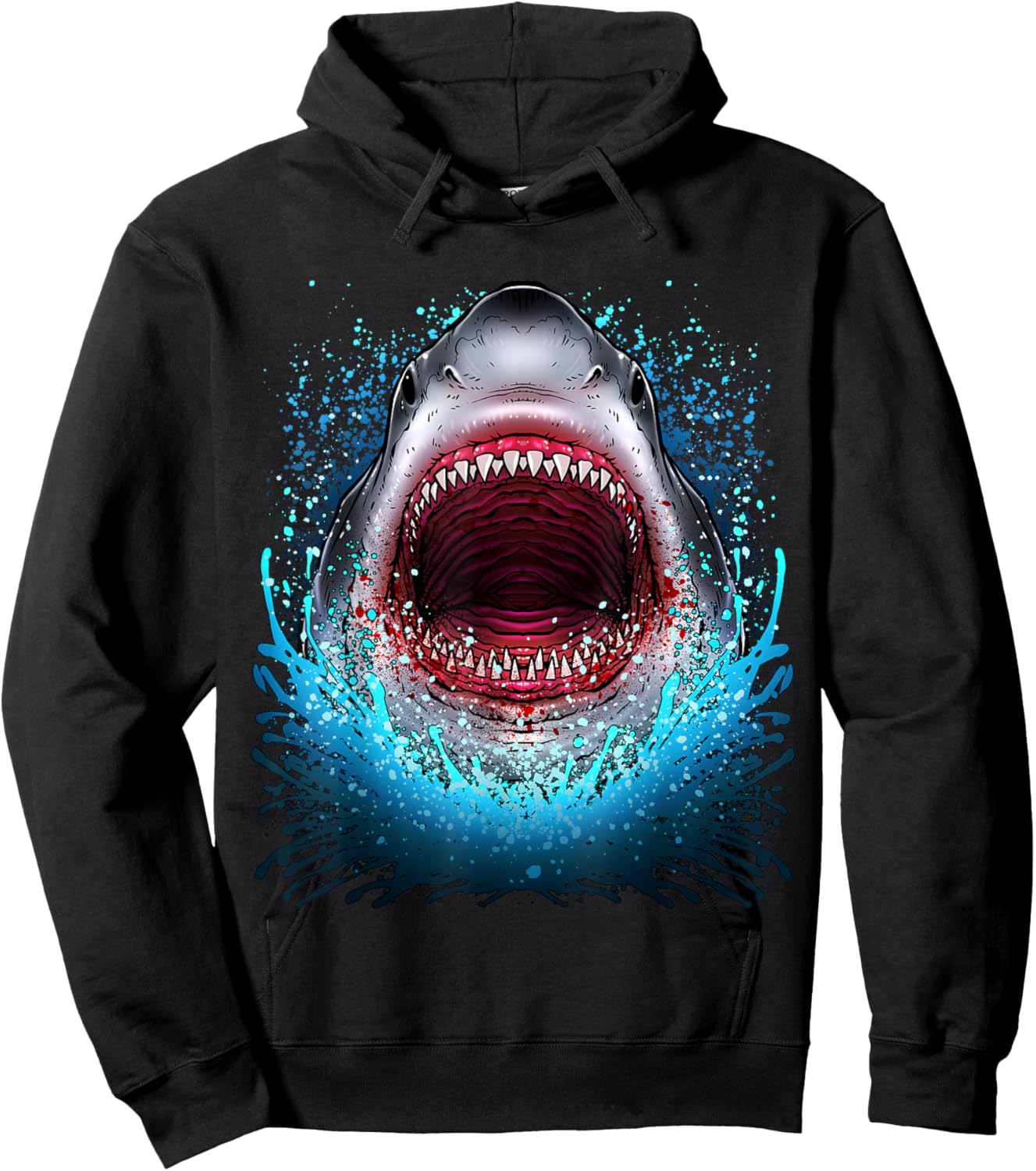 Great White Shark Open Mouth Teeth Beach Ocean Animal Hoodie - Hoodie | Black