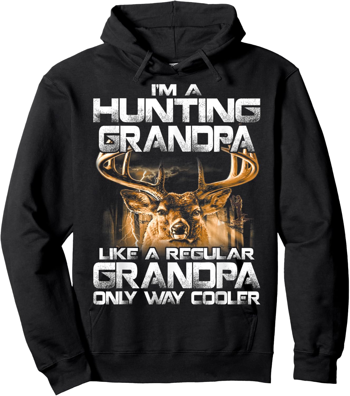 I'm a Hunting Grandpa Vintage Deer Grandfather Dad Hoodie - Hoodie | Black