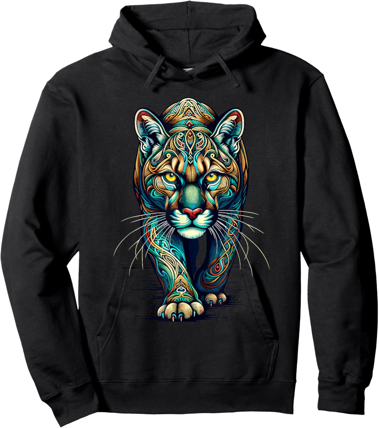 Mandala Art Cougars Cougar Mountain Lion Puma Hoodie - Hoodie | Black