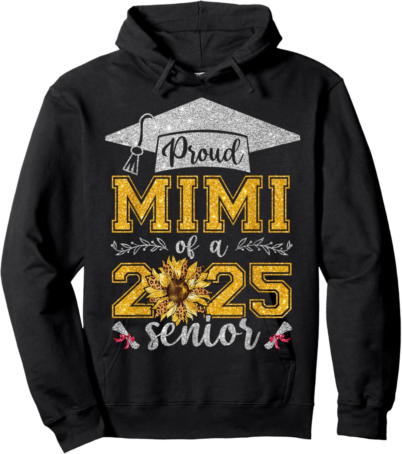 Proud Mimi Of A Class Of 2025 Senior Graduate Hoodie - Hoodie | Black