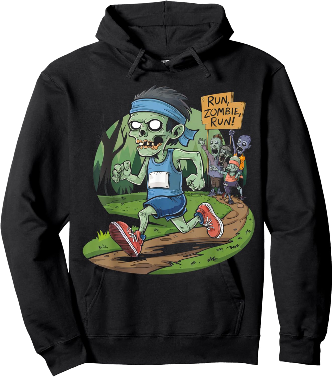 Halloween Running Shirt Funny Spooky Zombie Run Scary Runner Hoodie - Hoodie | Black