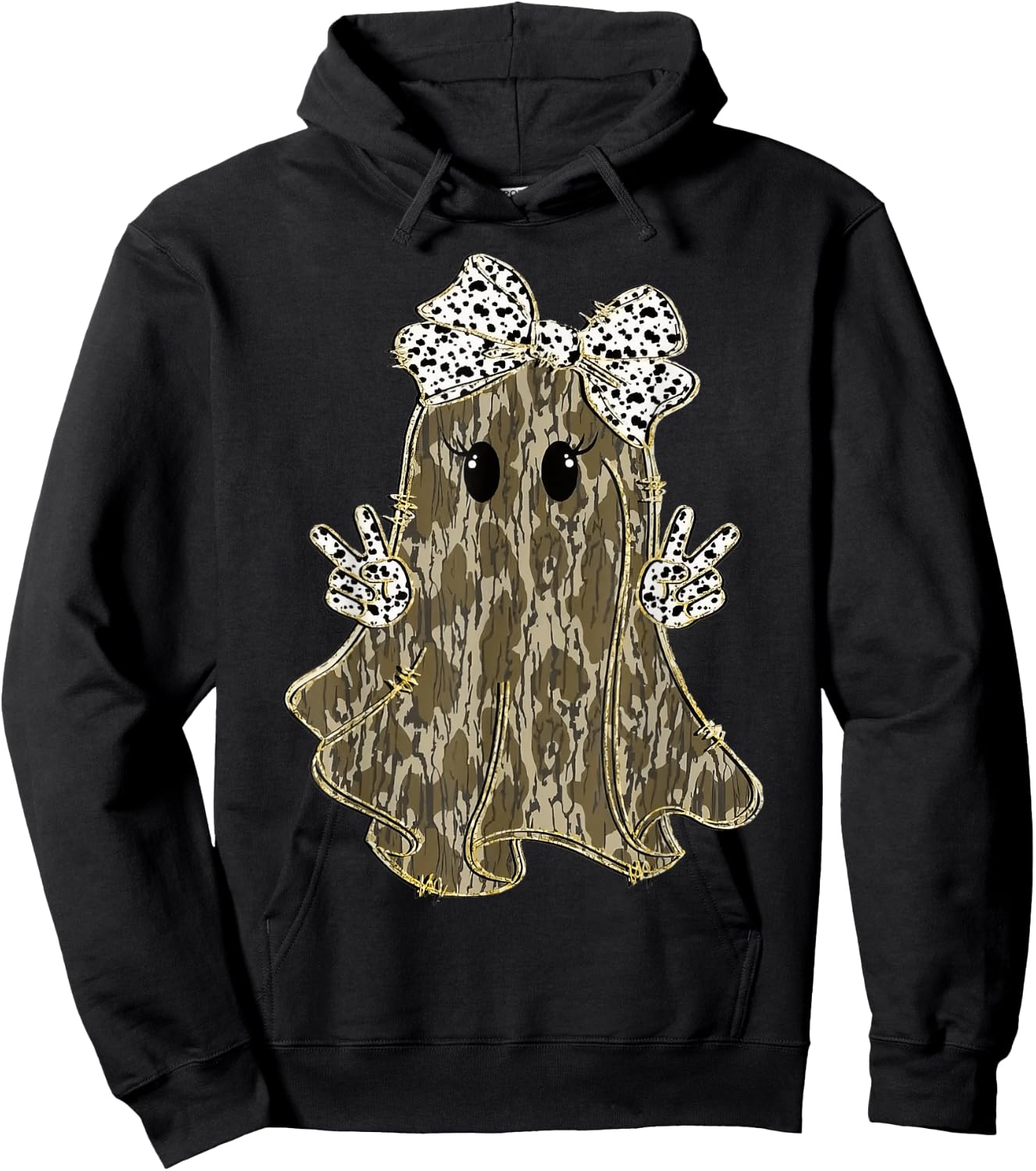 Funny Halloween Camouflage Camo Ghost Hello Hunting Season Hoodie - Hoodie | Black