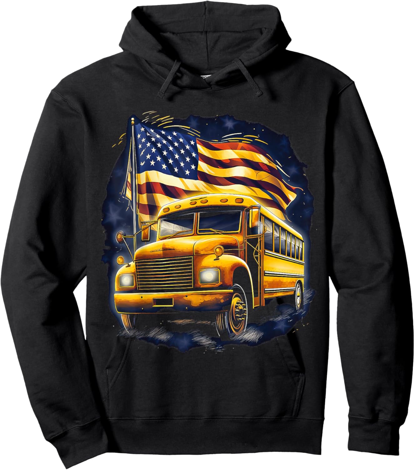 School Bus Driver USA American Flag Funny Bus Driver Hoodie - Hoodie | Black