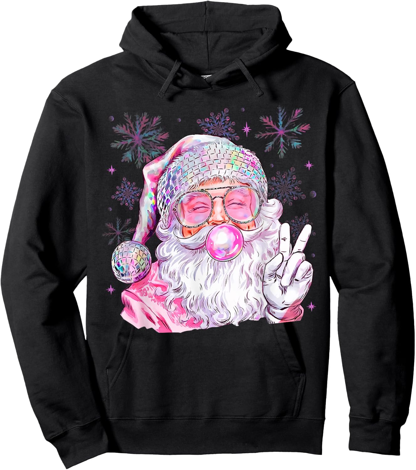 Vintage Santa Christmas Blowing Bubble Gum Girly Fireworks Hoodie - Hoodie | Black