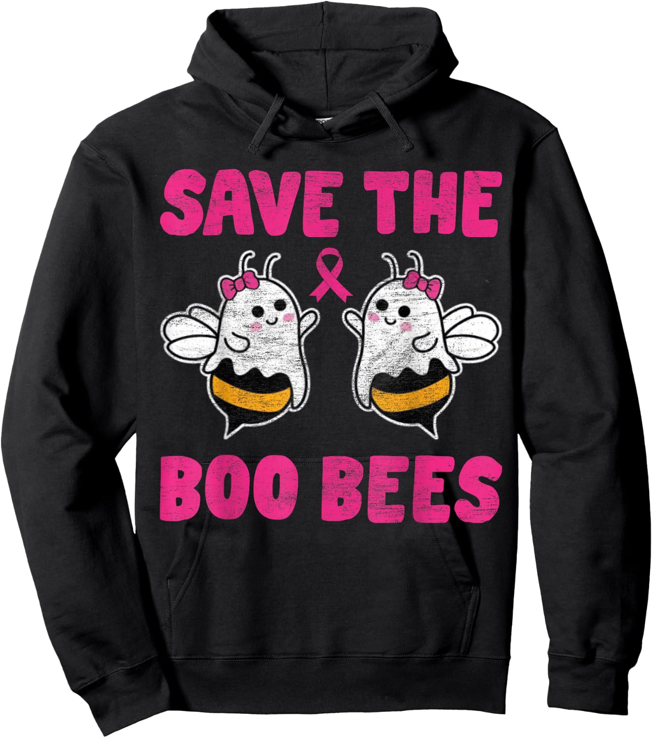 Save The Boo bees Breast Cancer Awareness Halloween Women Hoodie - Hoodie | Black