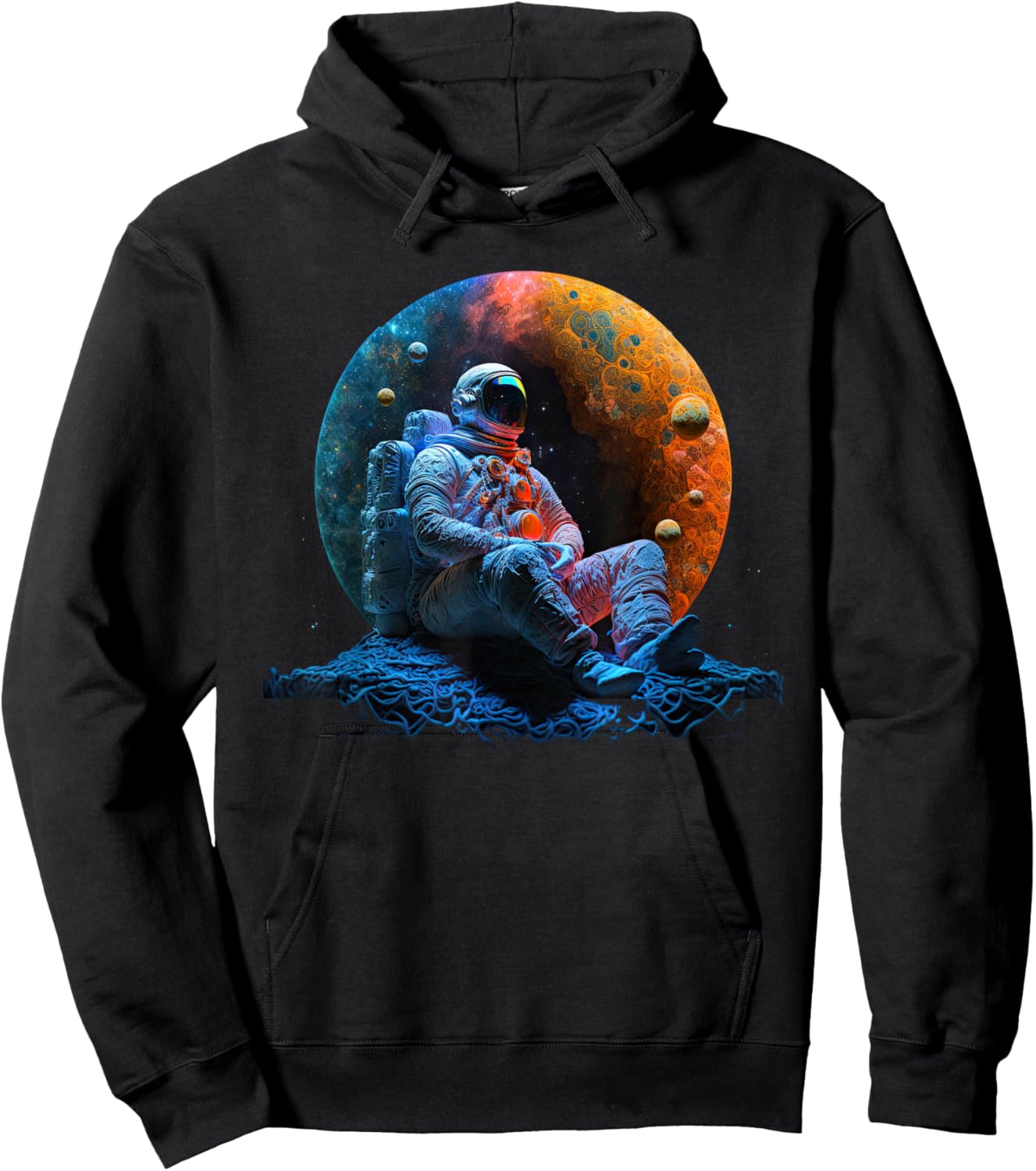 Meditating Astronaut Planets Meditation Astral Travel Hoodie - Hoodie | Black