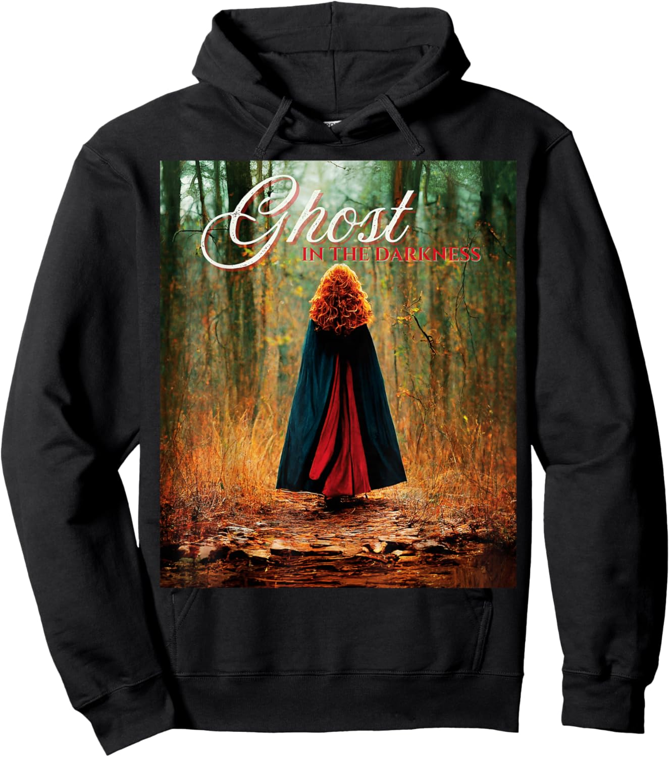 Ghost in the Darkness Halloween Graphic , -Adults, Black, Small, Short Sleeve, Classic Fit Hoodie - Hoodie | Black