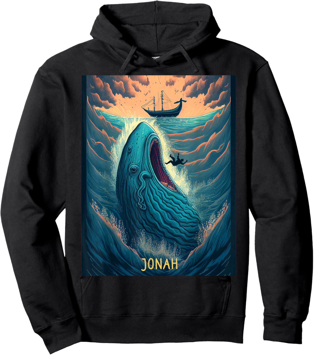 Cute Jonah and The Whale Bible Story Hoodie - Hoodie | Black
