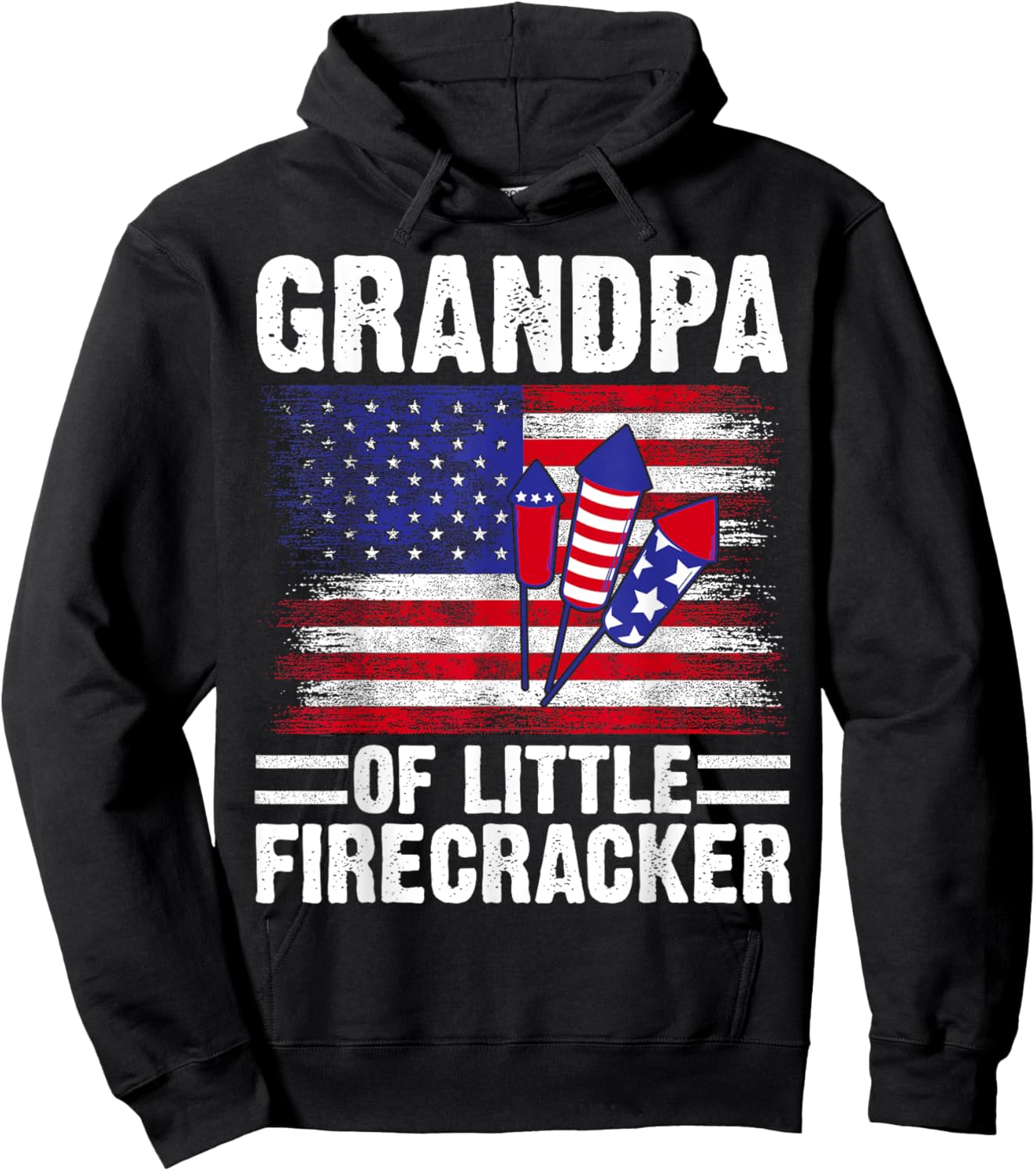 Grandpa of the little Firecracker 4th of July Grandfather Hoodie - Hoodie | Black