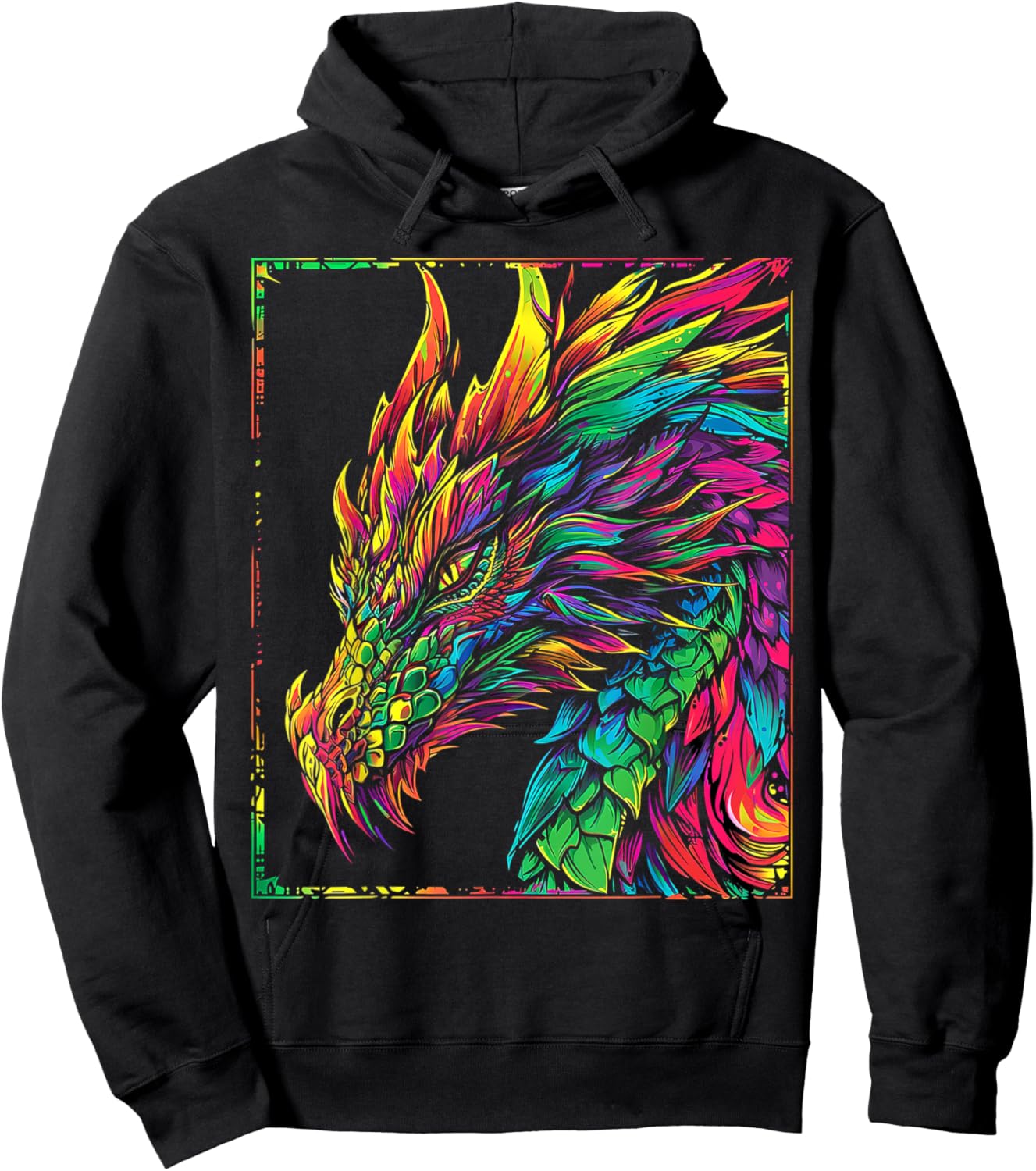 Dragon Abstract Colorful Scary Animal Art Graphic Dragon Hoodie - Hoodie | Black