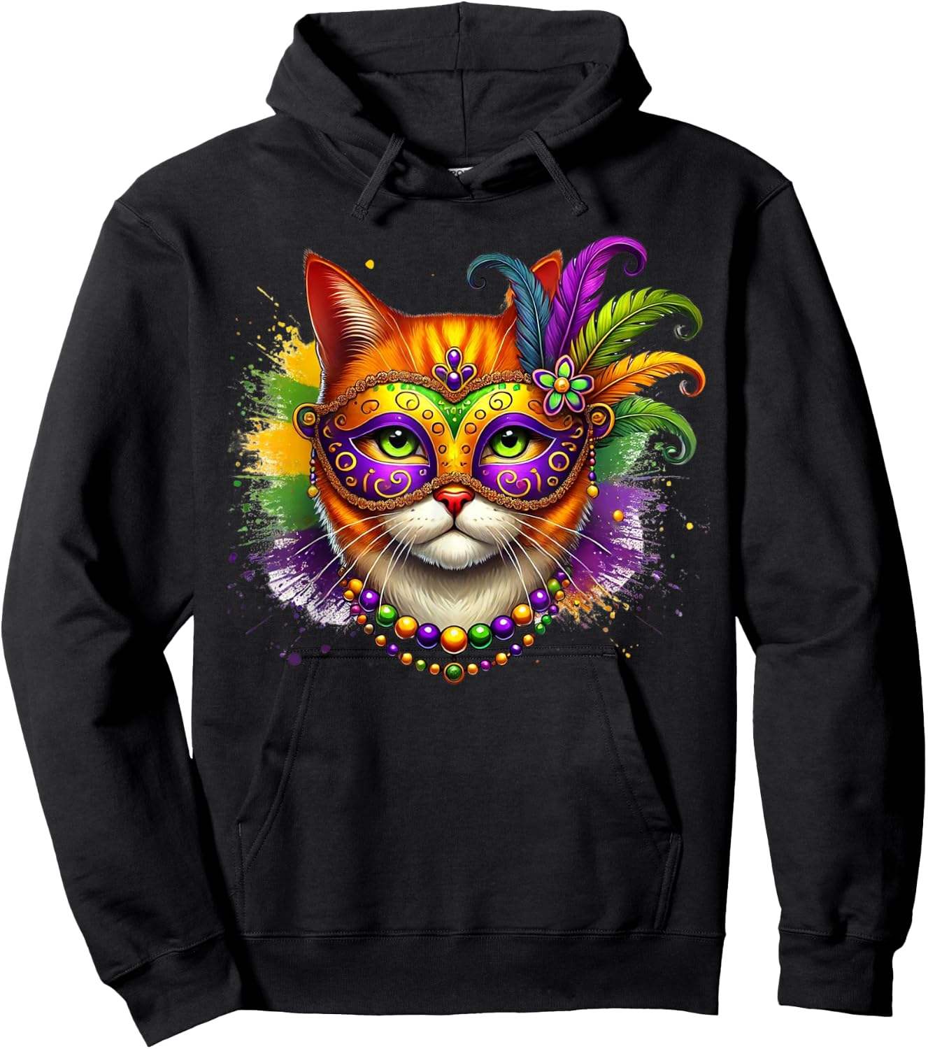 Mardi Gras Cute Cat Mask Costume Outfit Women Girls Kids Hoodie - Hoodie | Black
