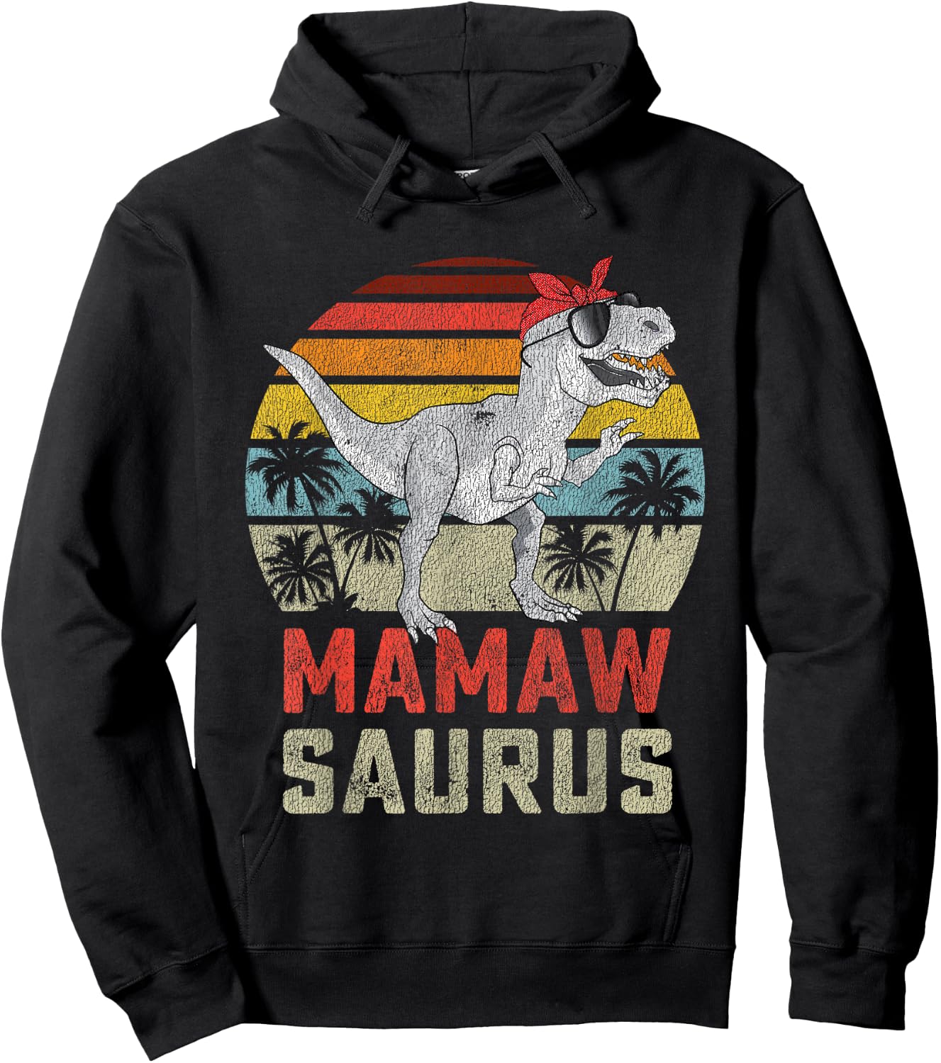 Mamawsaurus T Rex Dinosaur Mamaw Saurus Family Matching Hoodie - Hoodie | Black