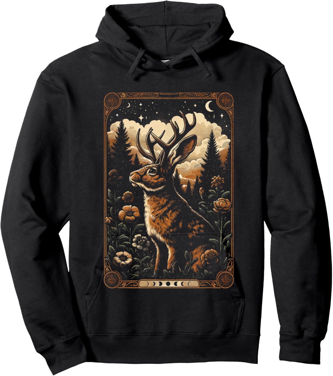 Classic Art Animal Funny Jackalope Colorful Portrait Costume Hoodie - Hoodie | Black