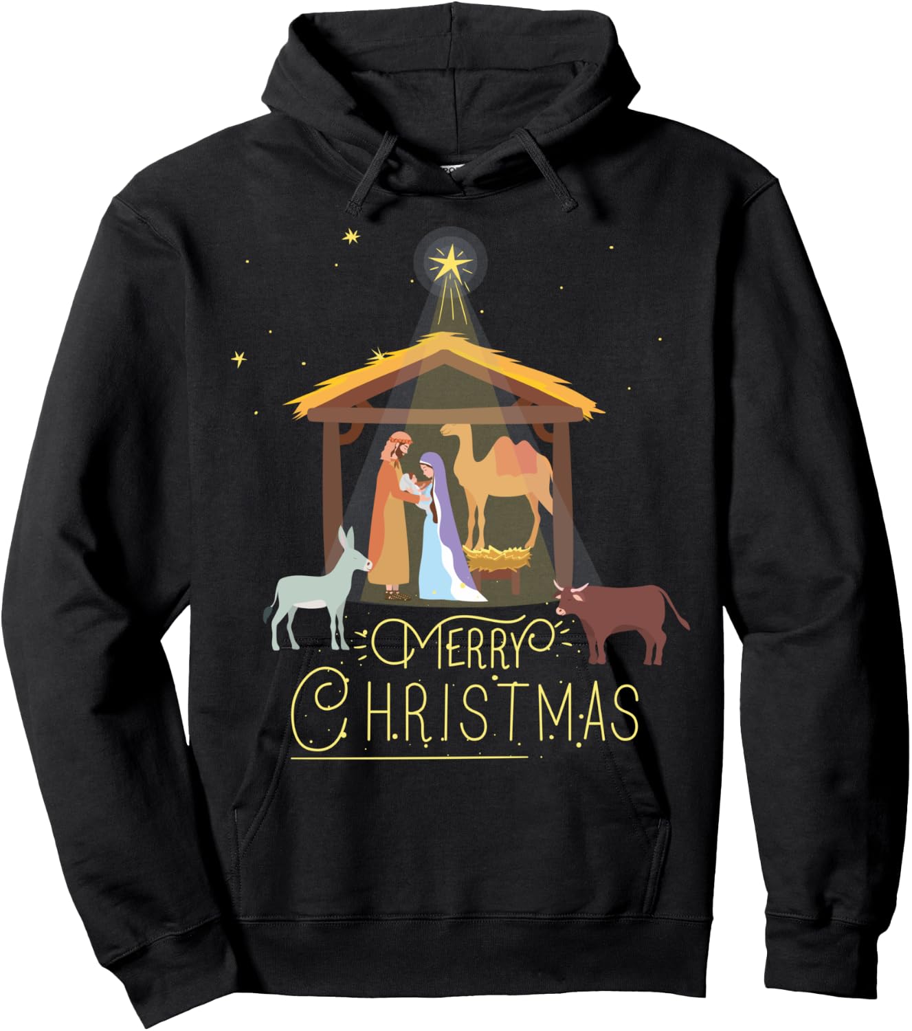 Merry Christmas - Nativity Scene North Star - Baby Jesus Hoodie - Hoodie | Black