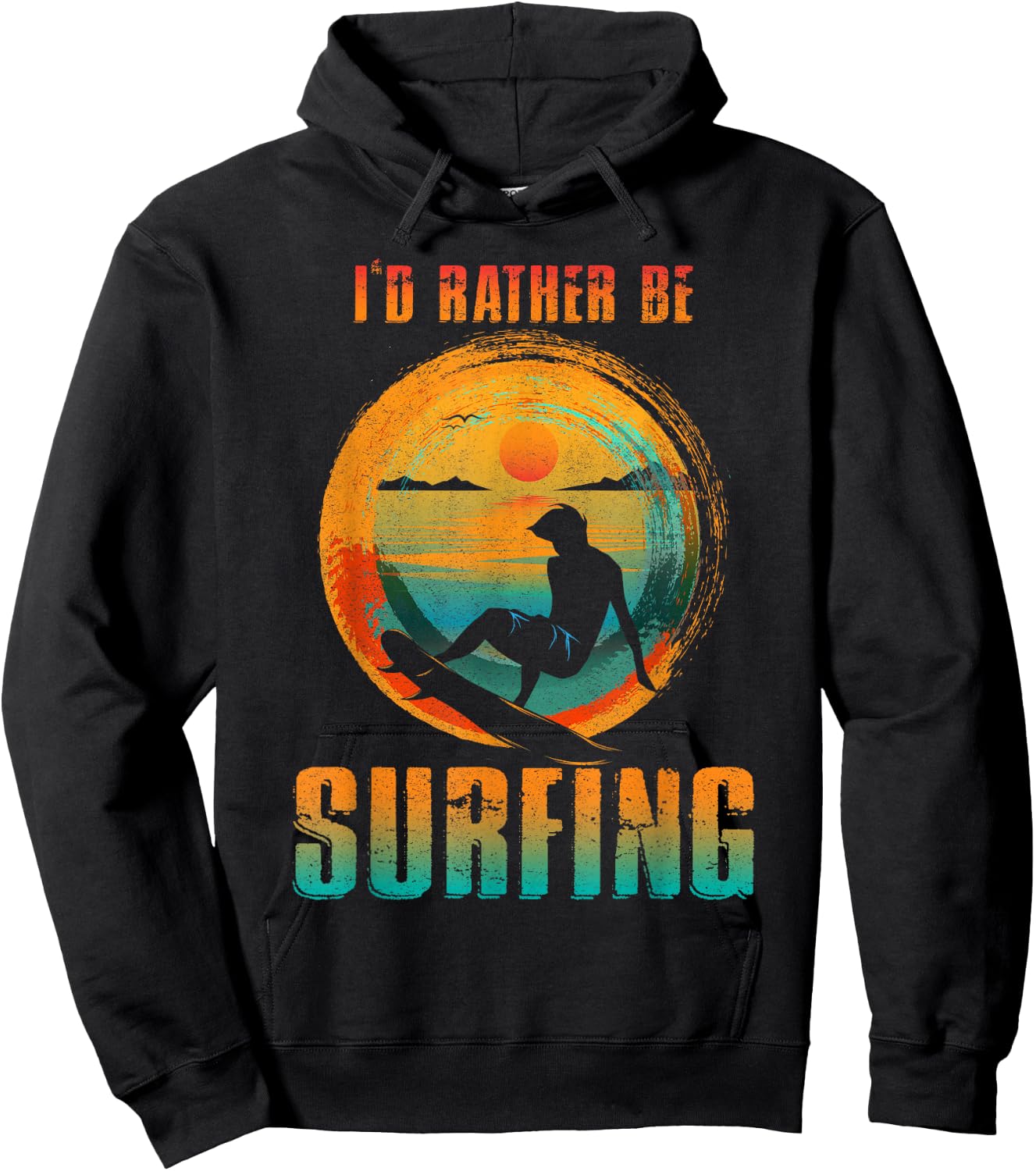 I'D RATHER BE SURFING for Surfer and Wave Surfing Hoodie - Hoodie | Black