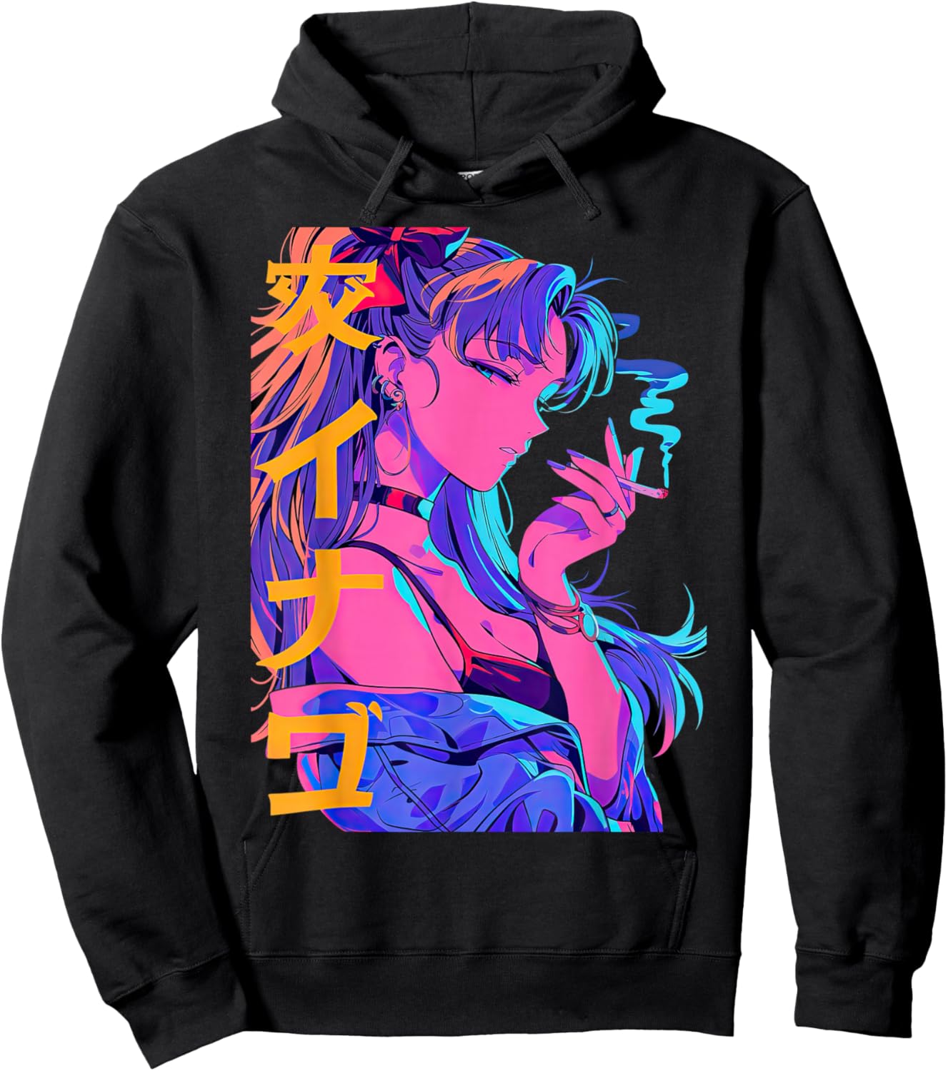Waifu Anime Horror Girl Aesthetic Hoodie - Hoodie | Black