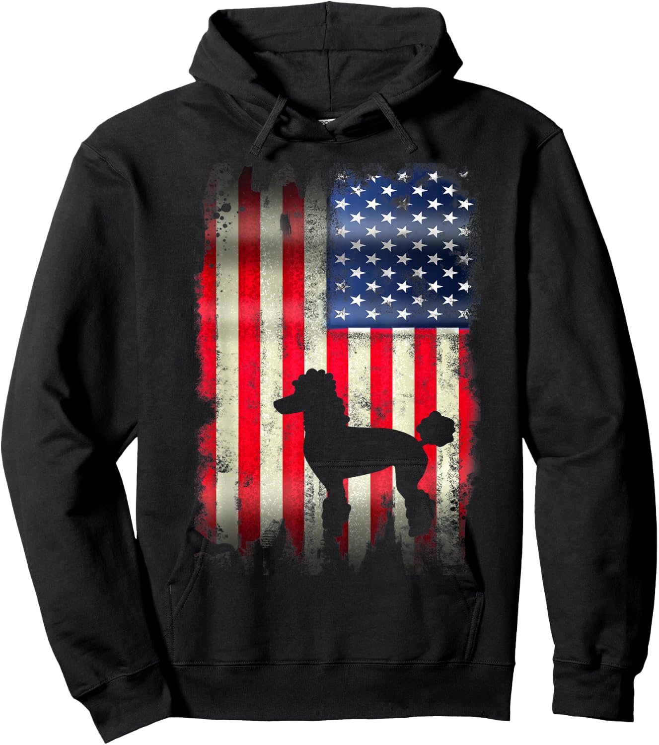 Poodle Dog USA American Flag 4th of July Patriotic Gift Women Kids Men Hoodie - Hoodie | Black