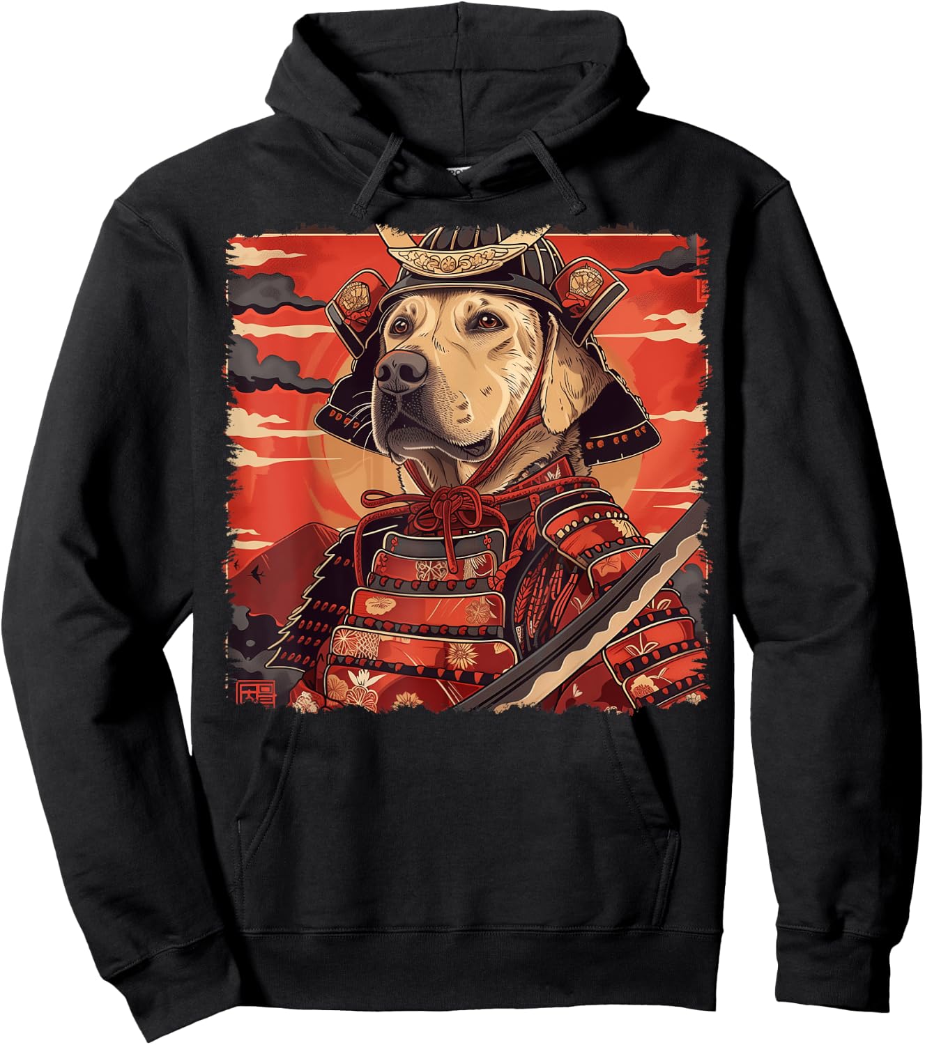 Labrador Retriever Dog Lab Japanese Samurai Ukiyo-e Vintage Men Women Kids Hoodie - Hoodie | Black