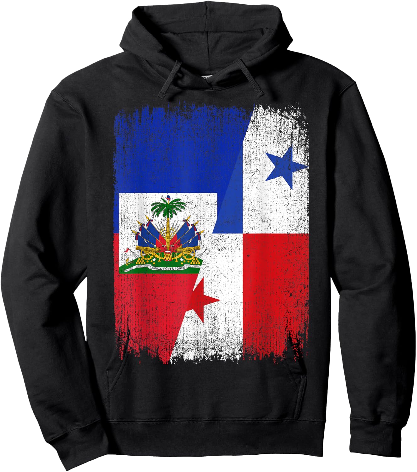 Half Haiti Panama Flag Haitian Panamanian Pride Roots Hoodie - Hoodie | Black