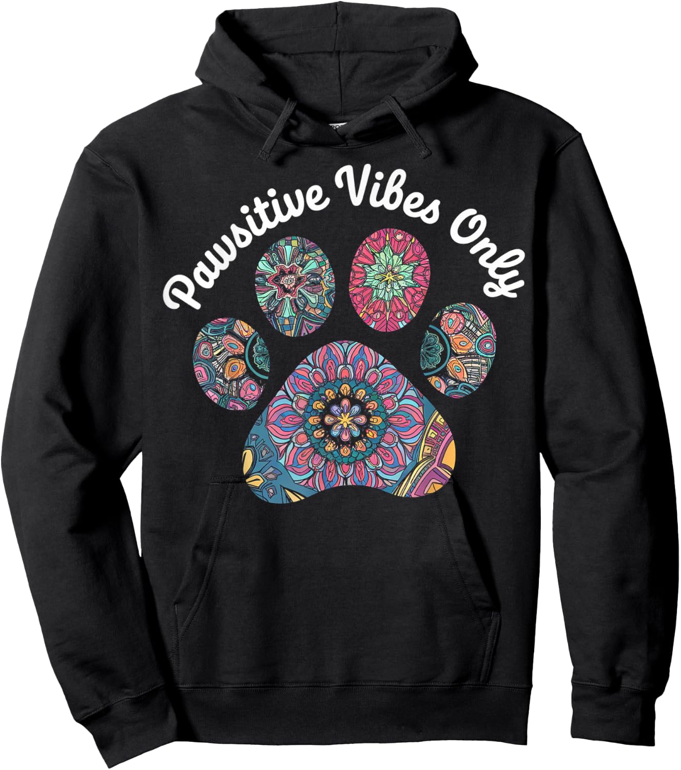 Pawsitive Vibes Only Paw Hoodie - Hoodie | Black