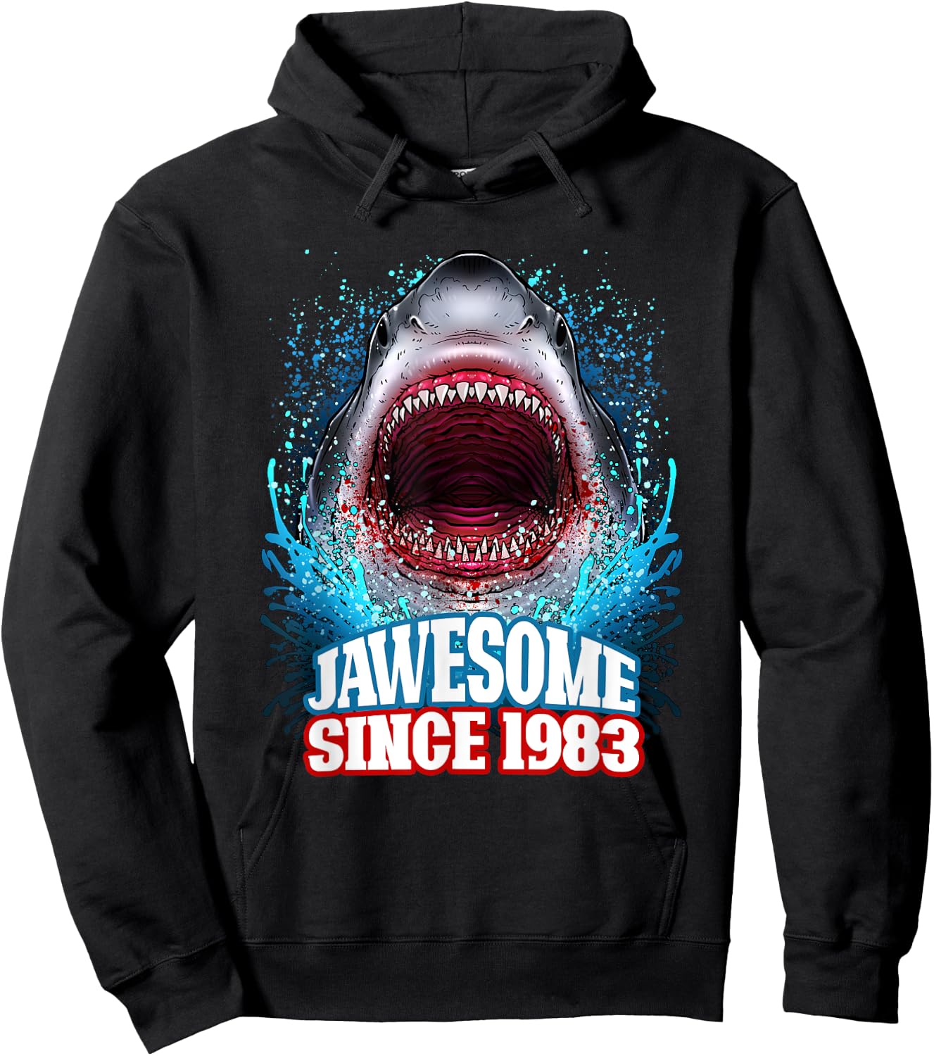 42nd Birthday Jawesome Since 1983 Shark 42 Years Old Hoodie - Hoodie | Black