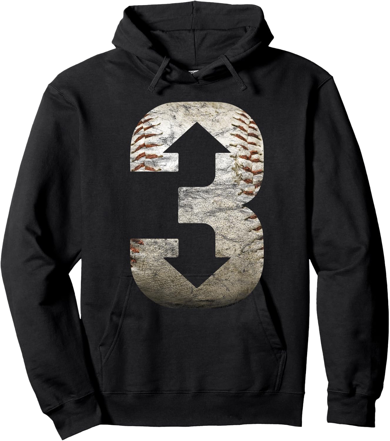 3 Up 3 Down | Three Up Three Down Baseball Hoodie - Hoodie | Black