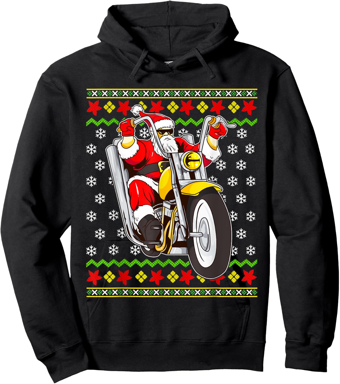 Santa Claus Biker Motorcycle Ugly Christmas Motorcycles Hoodie - Hoodie | Black