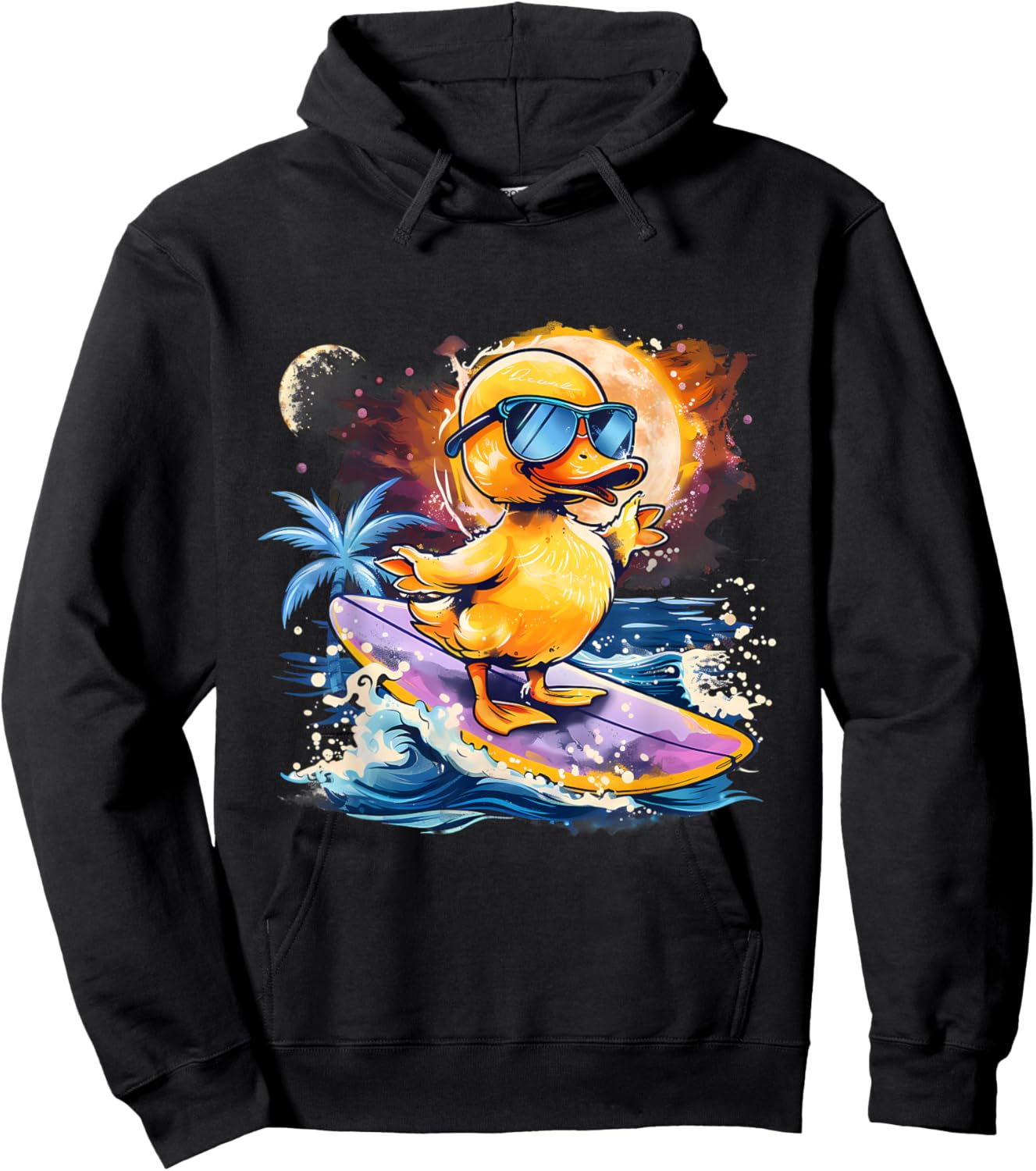 Rubber Duck Surfing Summer Beach Rubber Duckie Surfer Hoodie - Hoodie | Black