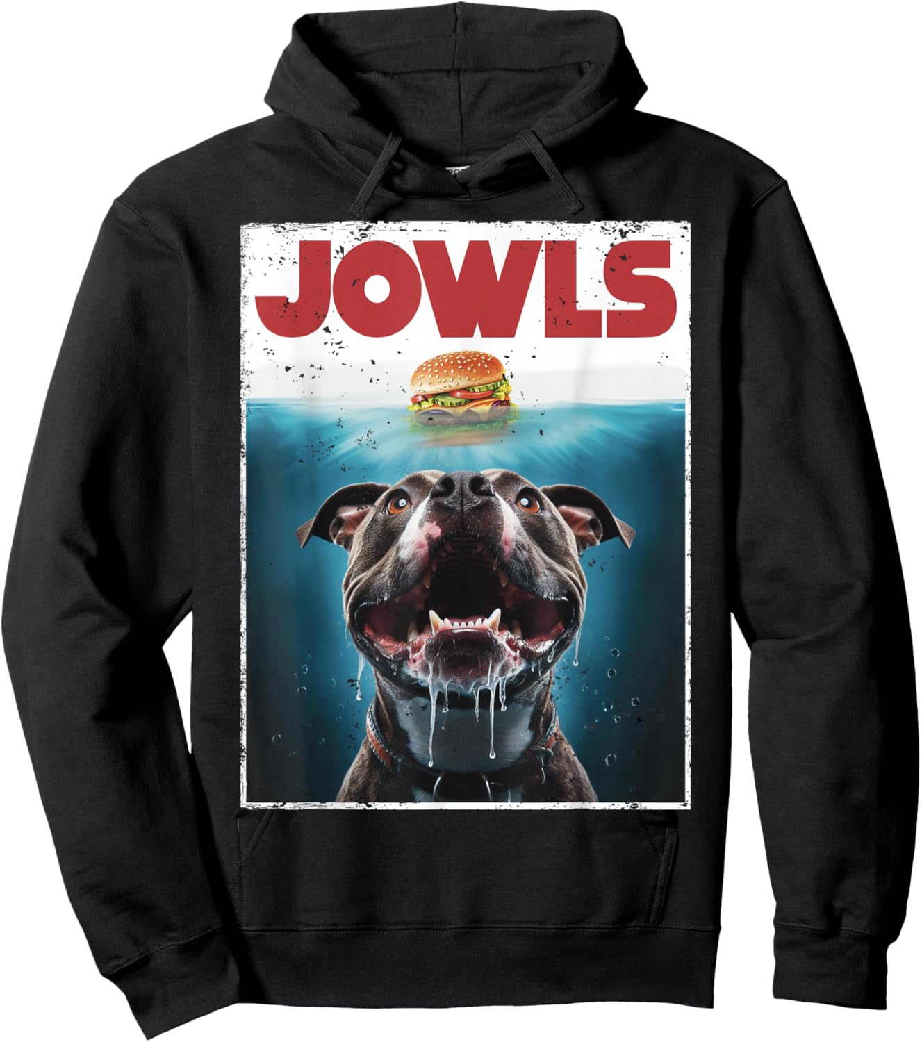 Funny Pittie Pitbull Pit Bull Jowls Burger, Bully Dog Mom Hoodie - Hoodie | Black