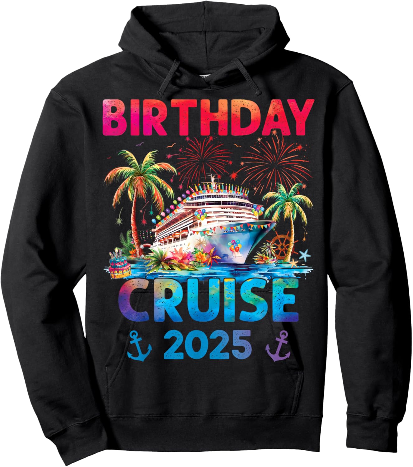 Birthday Cruise Trip Outfits 2025 -Adults & Kids Cruise Themed - Black, Small Hoodie - Hoodie | Black
