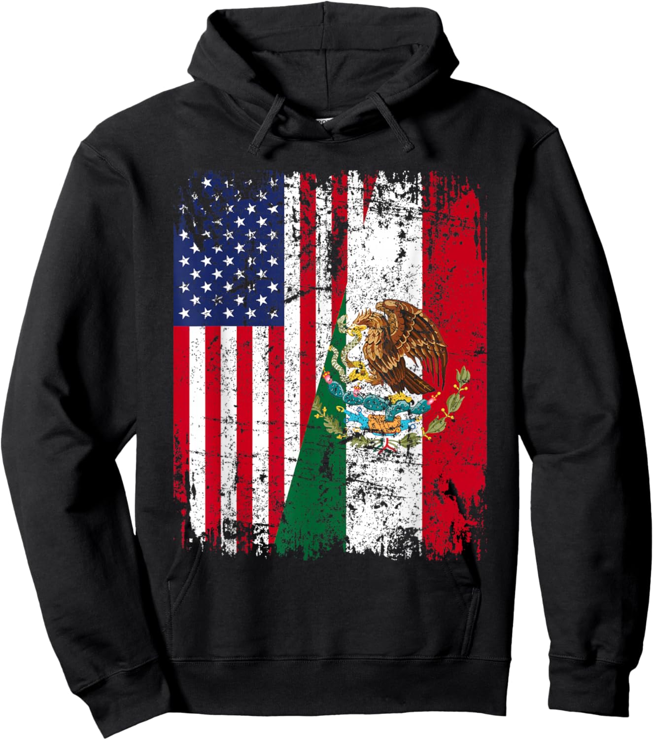 Mexican American Flag | Men Women Kids | Mexico Hoodie - Hoodie | Black
