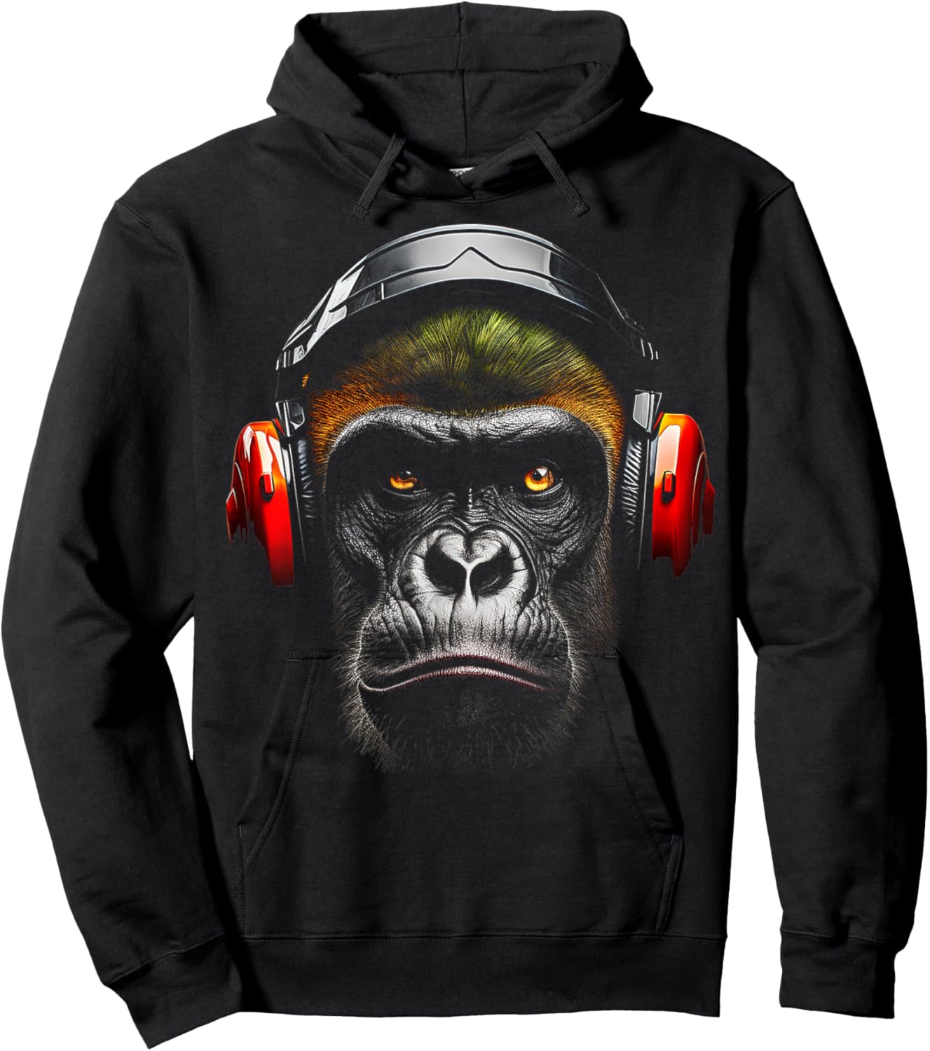 Gorilla Drawing Animal Headphones Artwork Gorilla Hoodie - Hoodie | Black