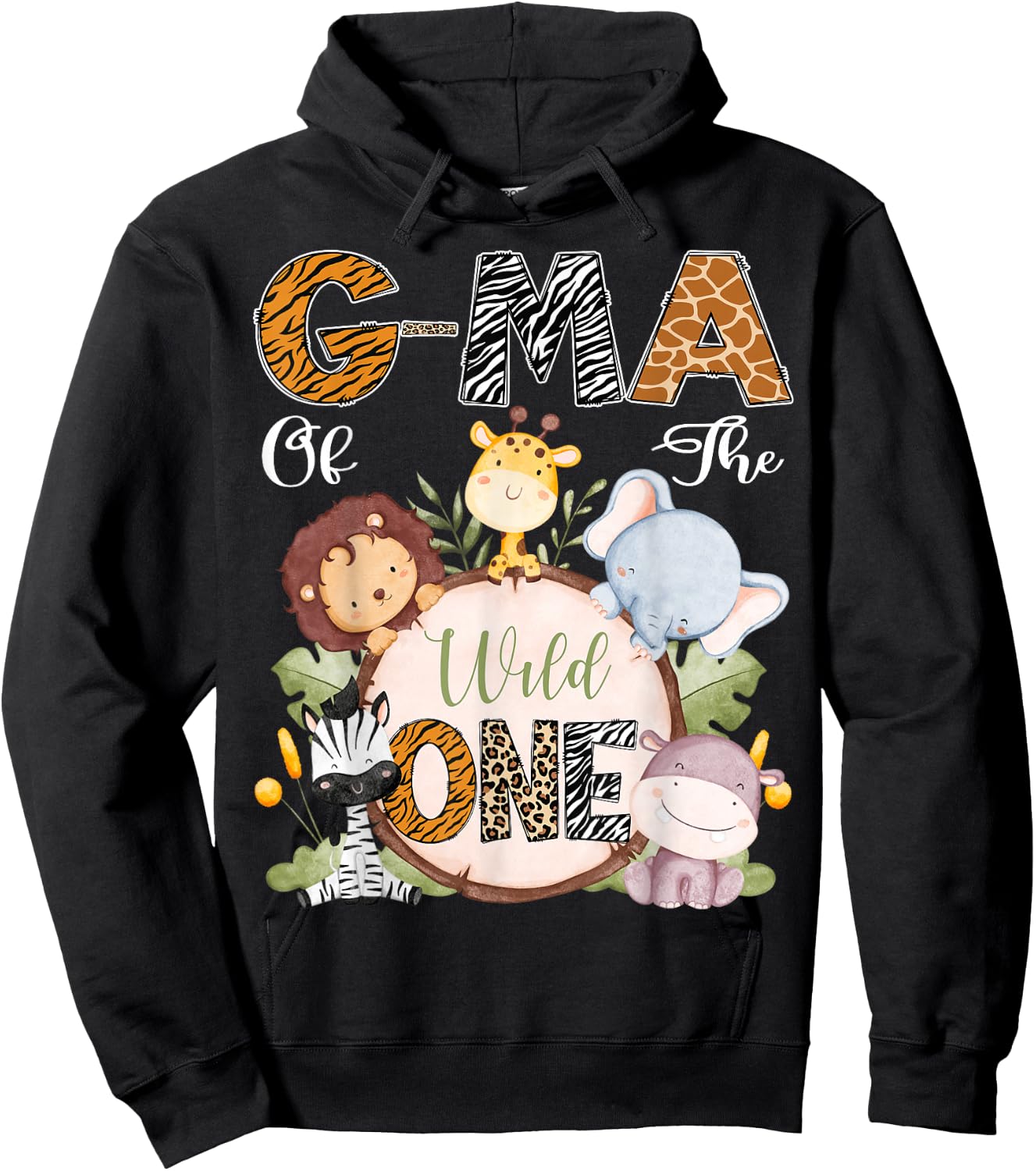 G-Ma Of The Wild One 1St Birthday Safari Woodland Hoodie - Hoodie | Black
