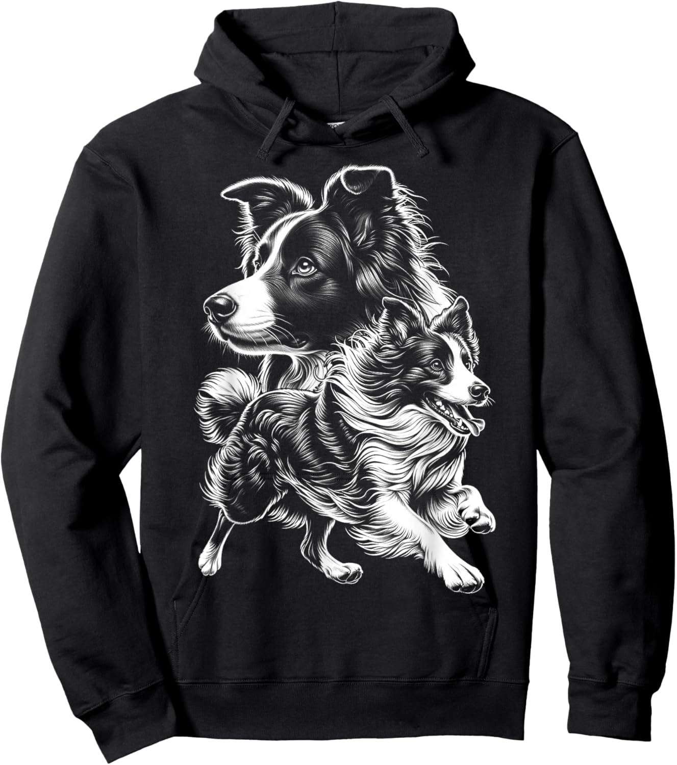 Super Cute Border Collie Photorealistic Portrait Hoodie - Hoodie | Black
