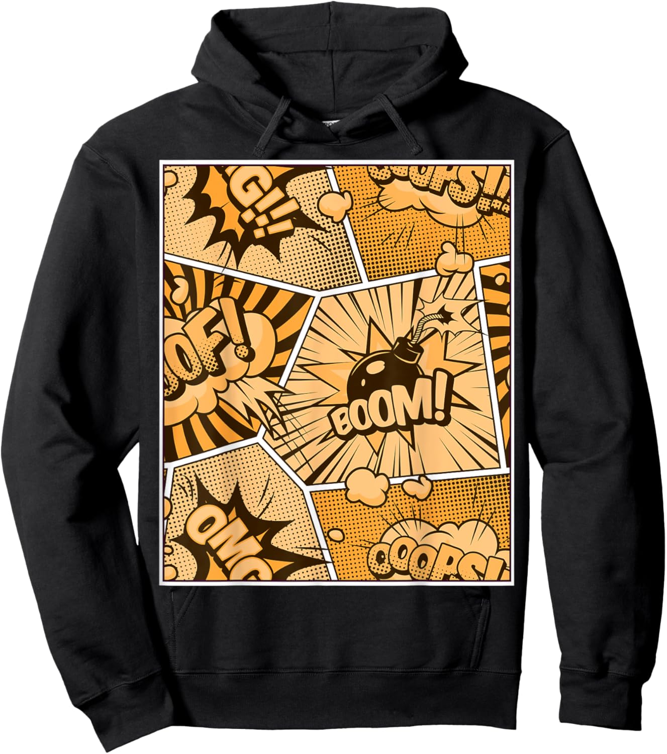 Orange Comic Book Orange Color Graphic Hoodie - Hoodie | Black
