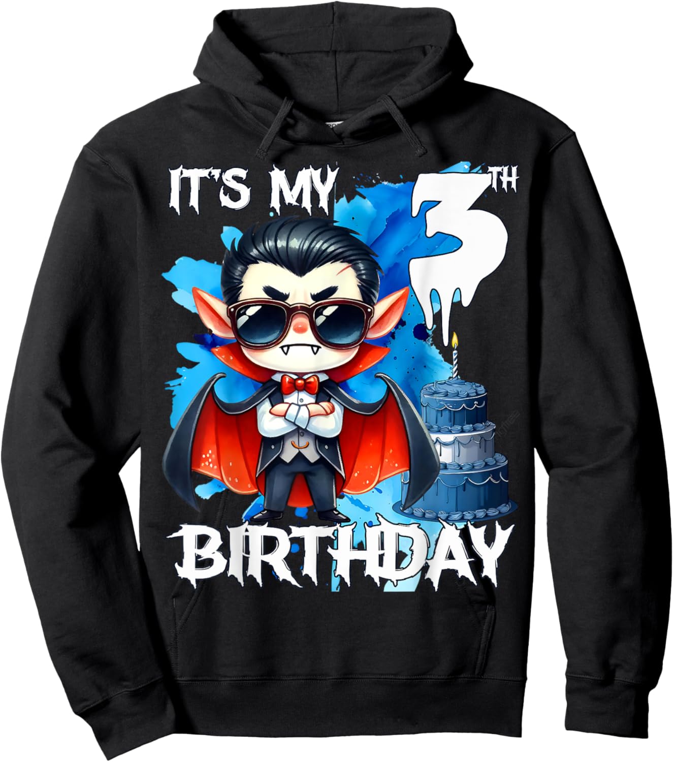 Kids 3rd Birthday Cool Vampire 3 Year Old Boys Girls Hoodie - Hoodie | Black