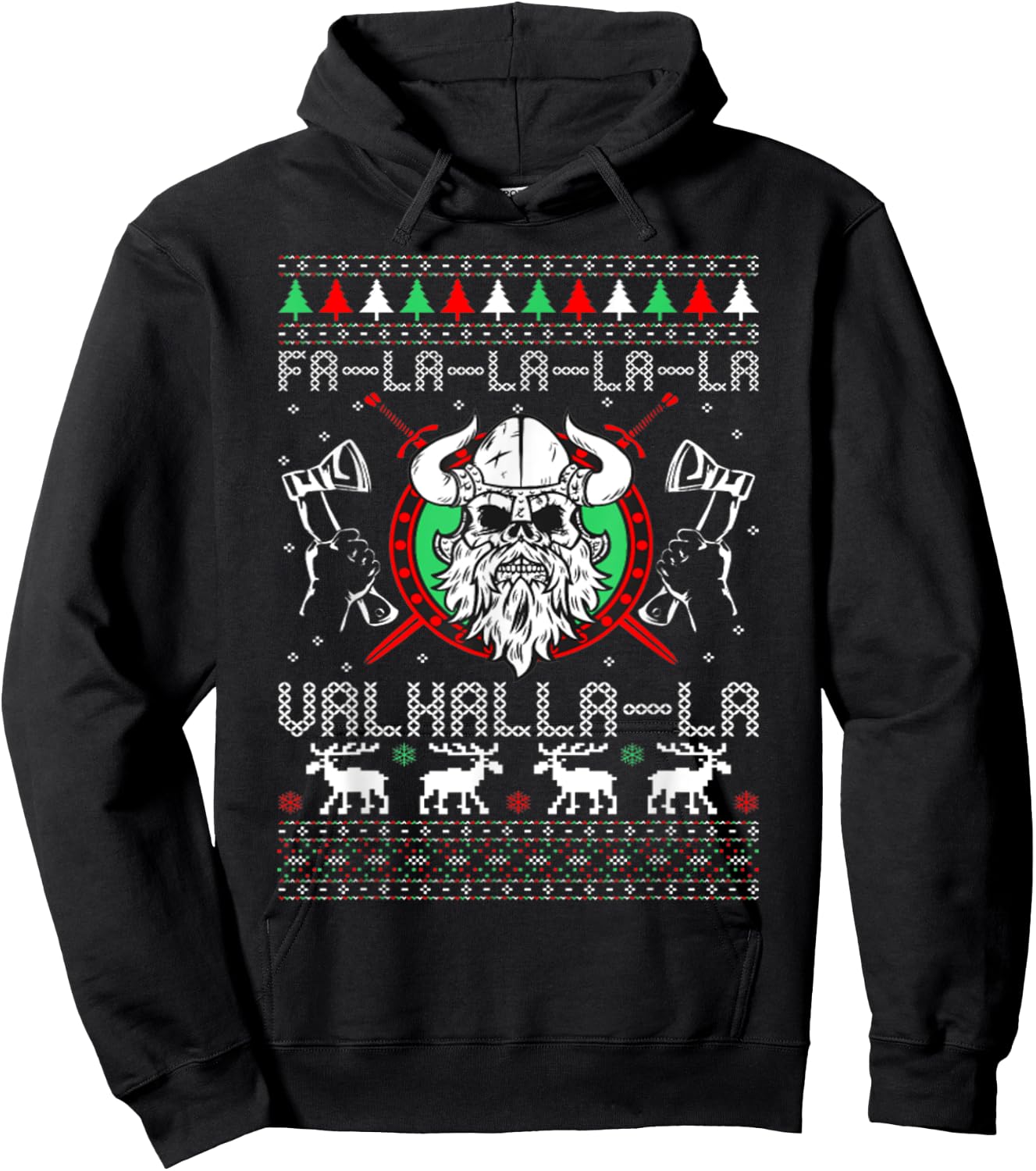 Falalala Valhalla La Ugly Christmas Sweaters Hoodie - Hoodie | Black