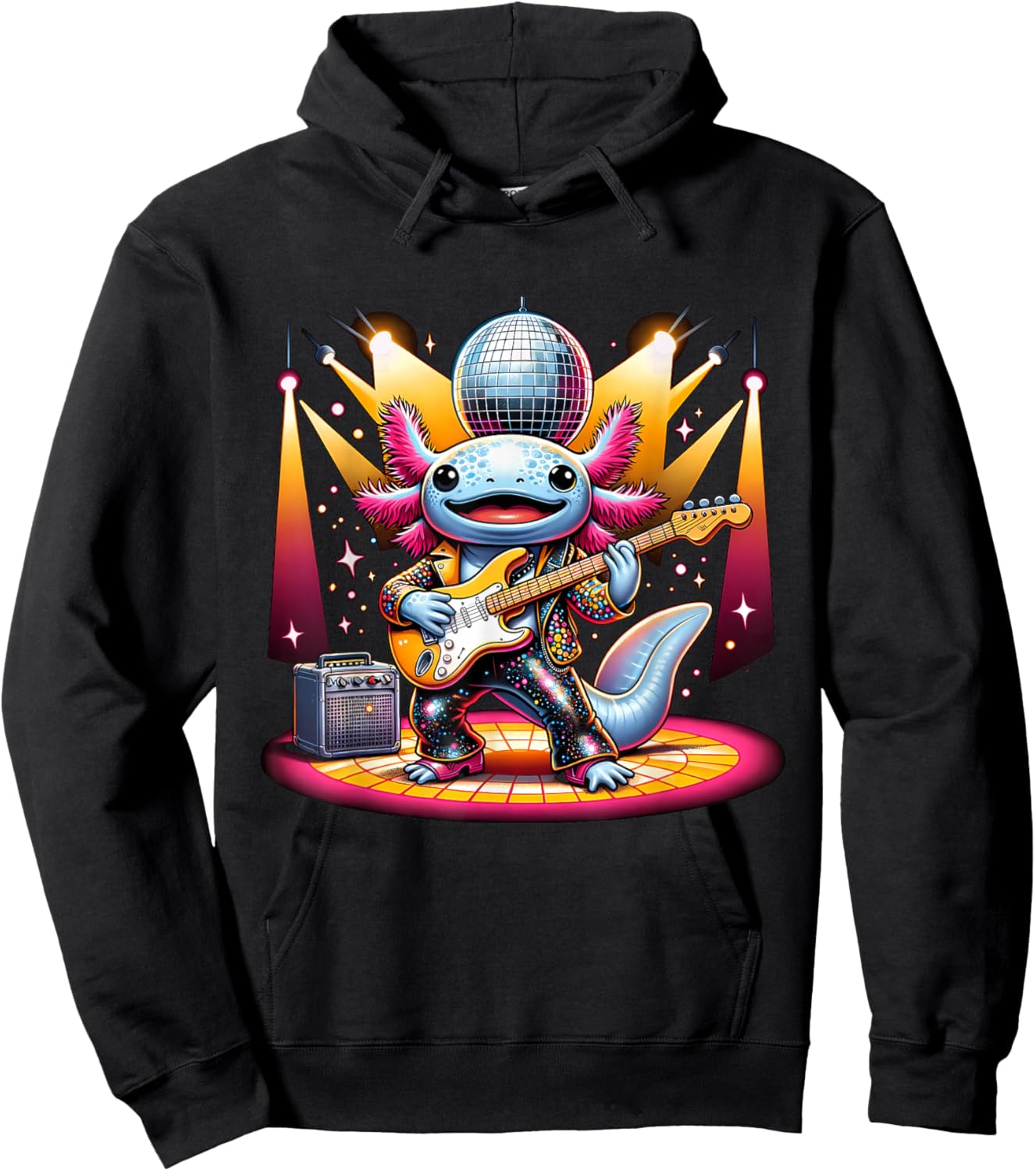 Disco Ball Guitar Axolotl Hoodie - Hoodie | Black