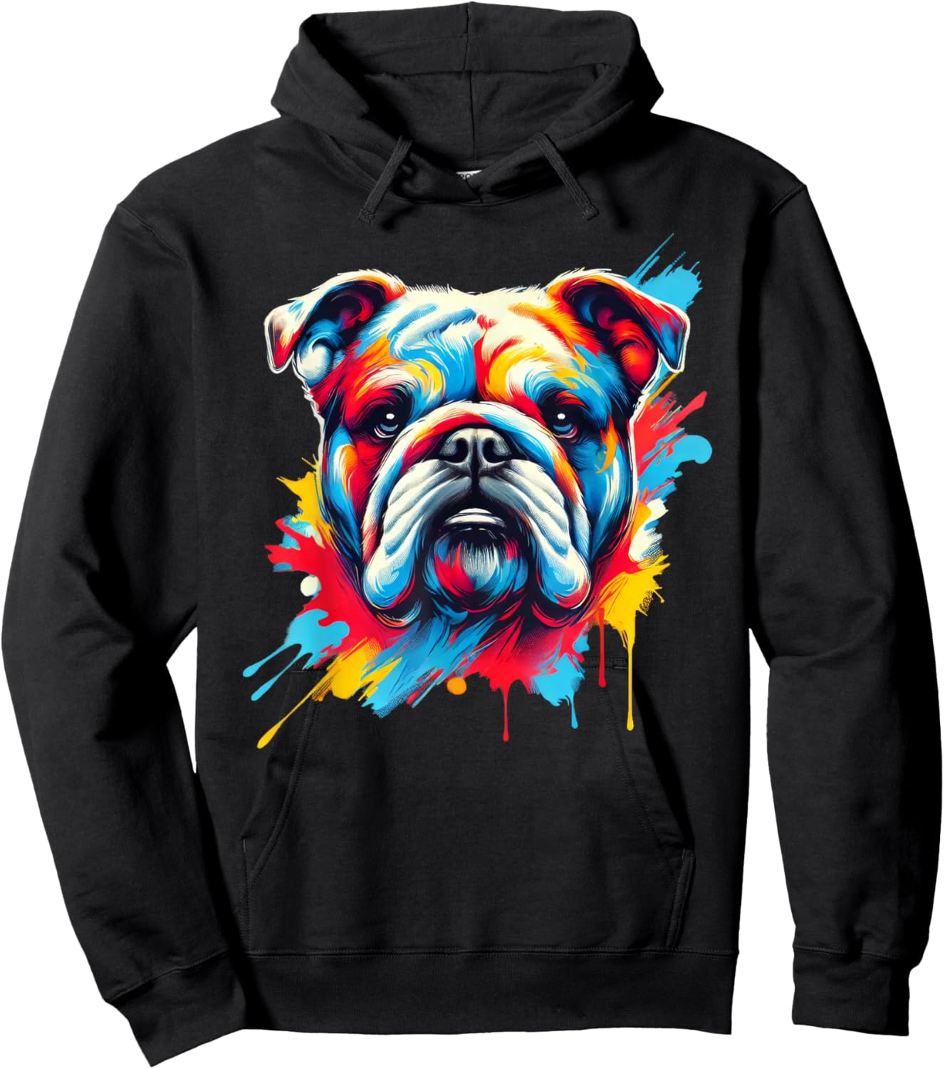 Colorful English Bulldog Dog Painting Hoodie - Hoodie | Black