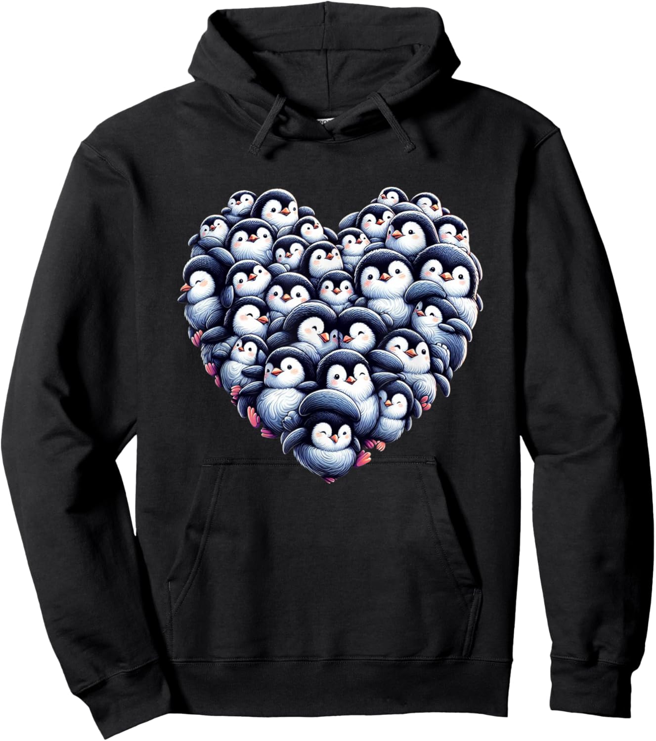 Penguins Love Beautiful Colorful Penguin Art Animal Hoodie - Hoodie | Black