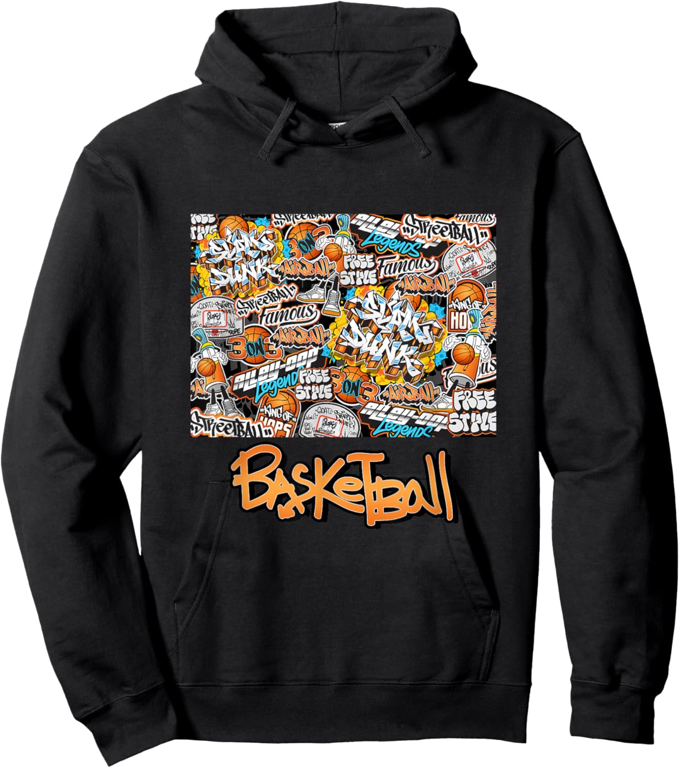 Cool Basketball Graffiti Style Illustration Graphic Designs Hoodie - Hoodie | Black