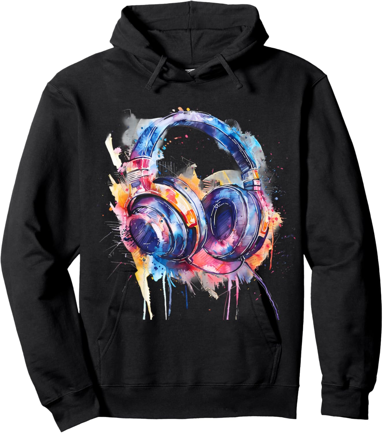 Headphones Music DJ Splash Dance Club Music Headphones House Hoodie - Hoodie | Black