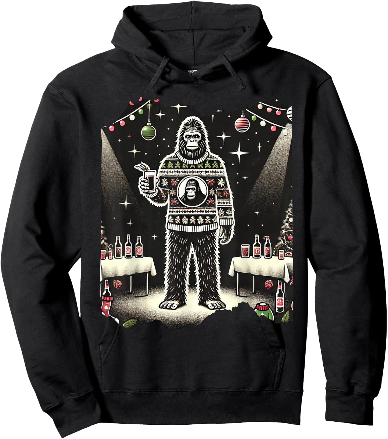 Cute Funny Bigfoot Sasquatch Ugly Christmas Xmas Bigfoot Hoodie - Hoodie | Black