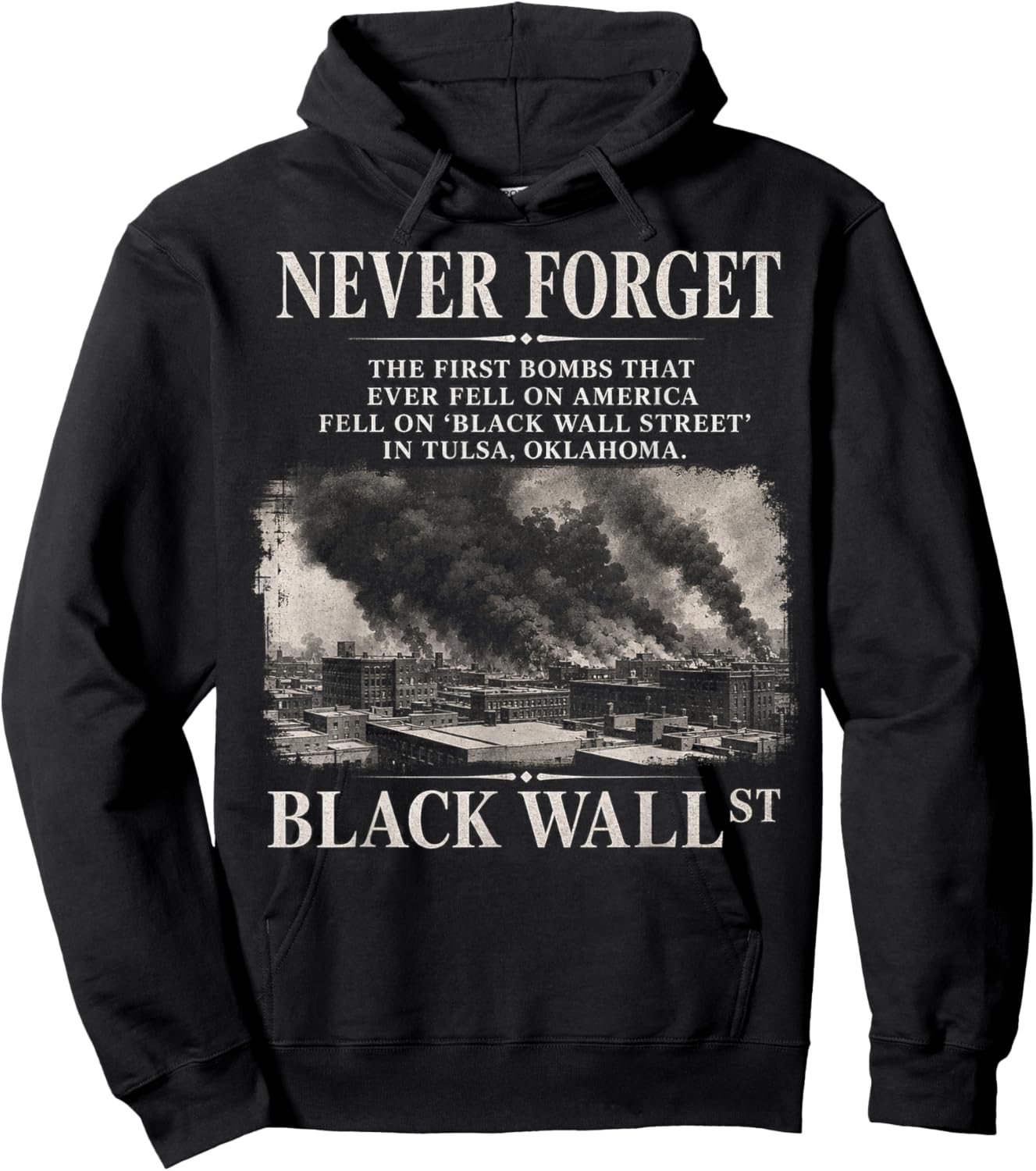 Black Wall Street Historical Illustration Hoodie - Hoodie | Black