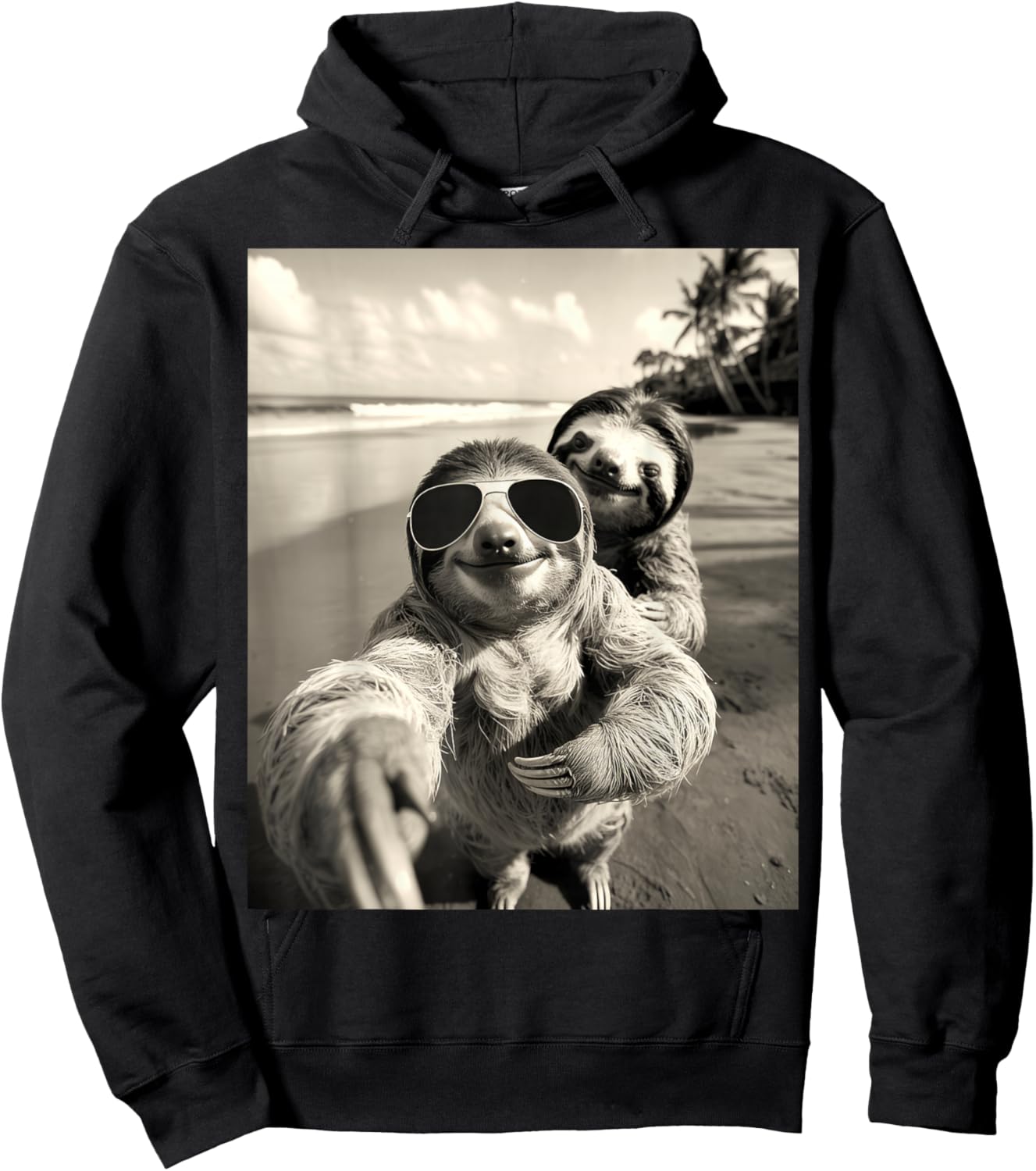 Cool Selfie Beach Sunglasses Sloth Vacation Summer Hoodie - Hoodie | Black